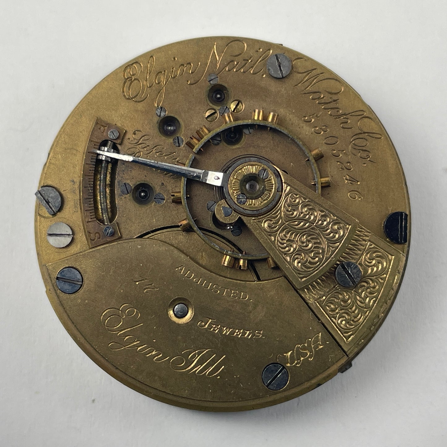May Lot 35- Elgin 18s Open Face Pocket Watch Movement