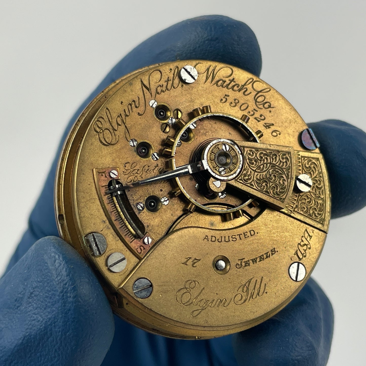 May Lot 35- Elgin 18s Open Face Pocket Watch Movement