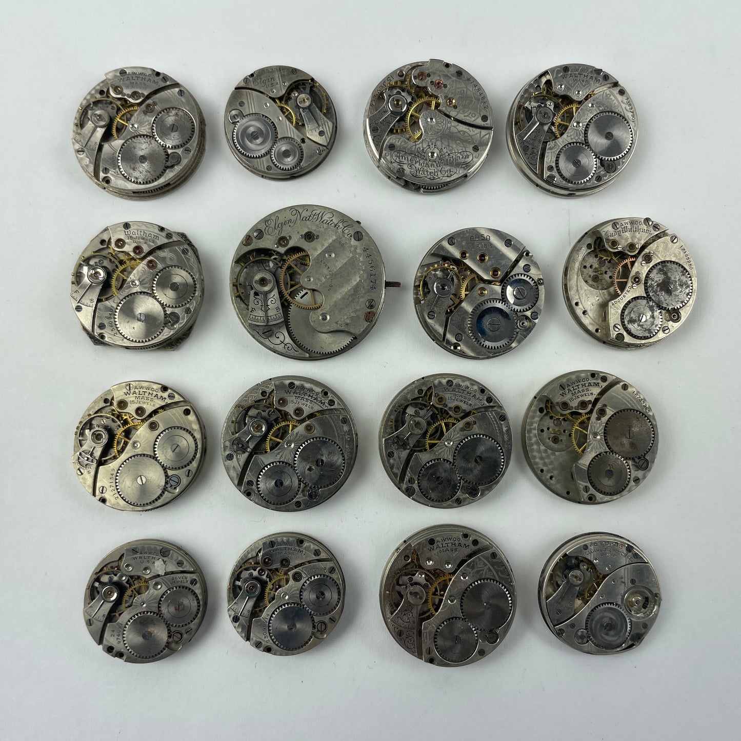 May Lot 23- American Pocket Watch Movement Set of (16)