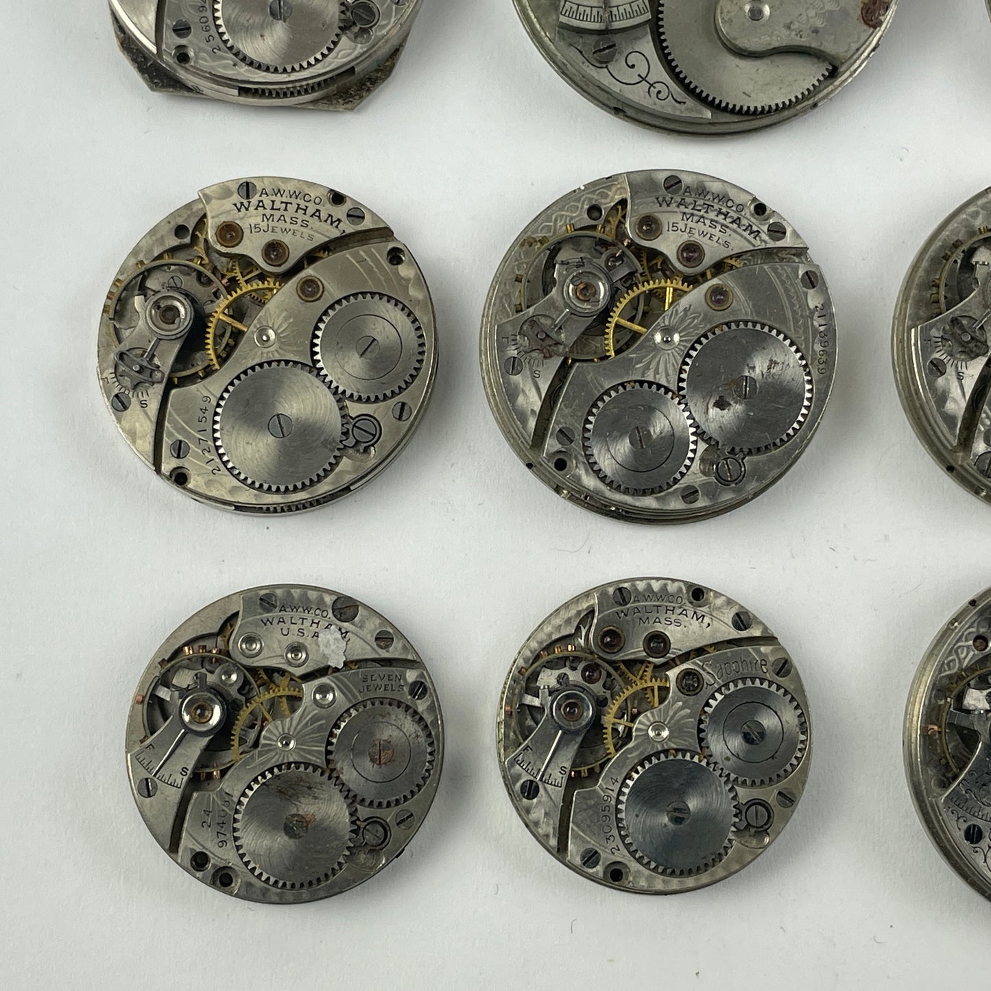 May Lot 23- American Pocket Watch Movement Set of (16)