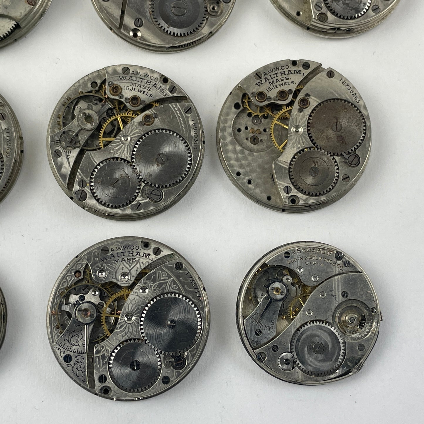 May Lot 23- American Pocket Watch Movement Set of (16)