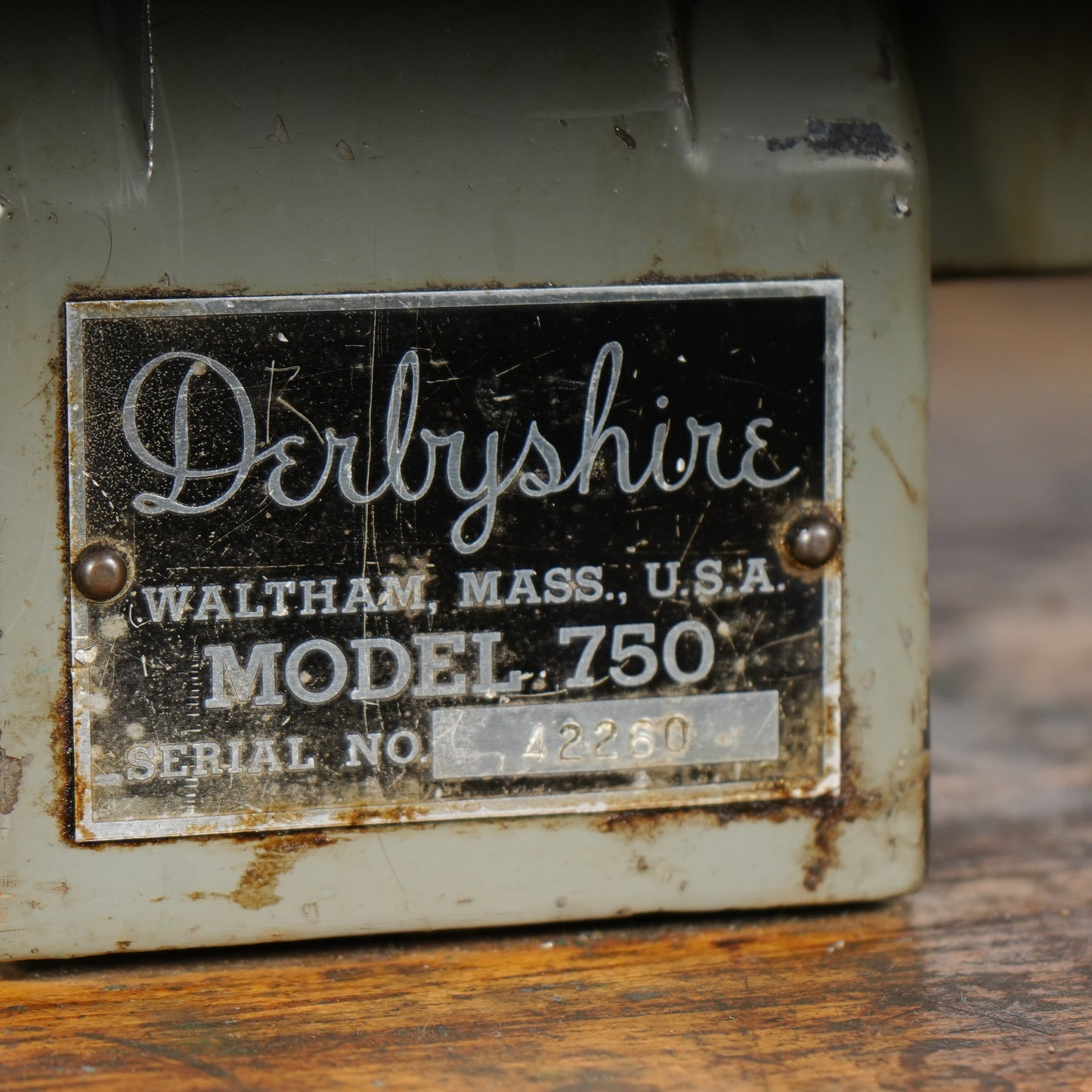 F. W. Derbyshire 10MM Model 750 Precision Lathe on Frame with Motor & Rheostat