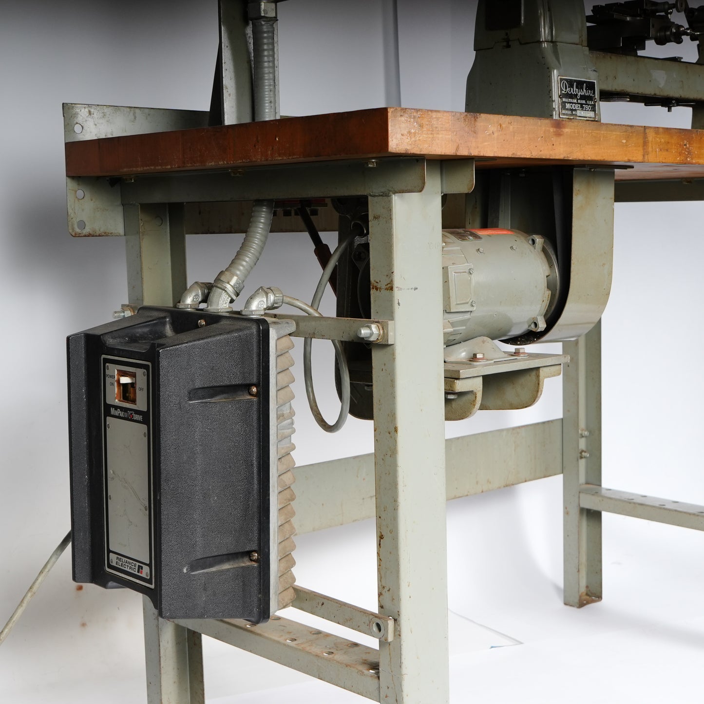 F. W. Derbyshire 10MM Model 750 Precision Lathe on Frame with Motor & Rheostat