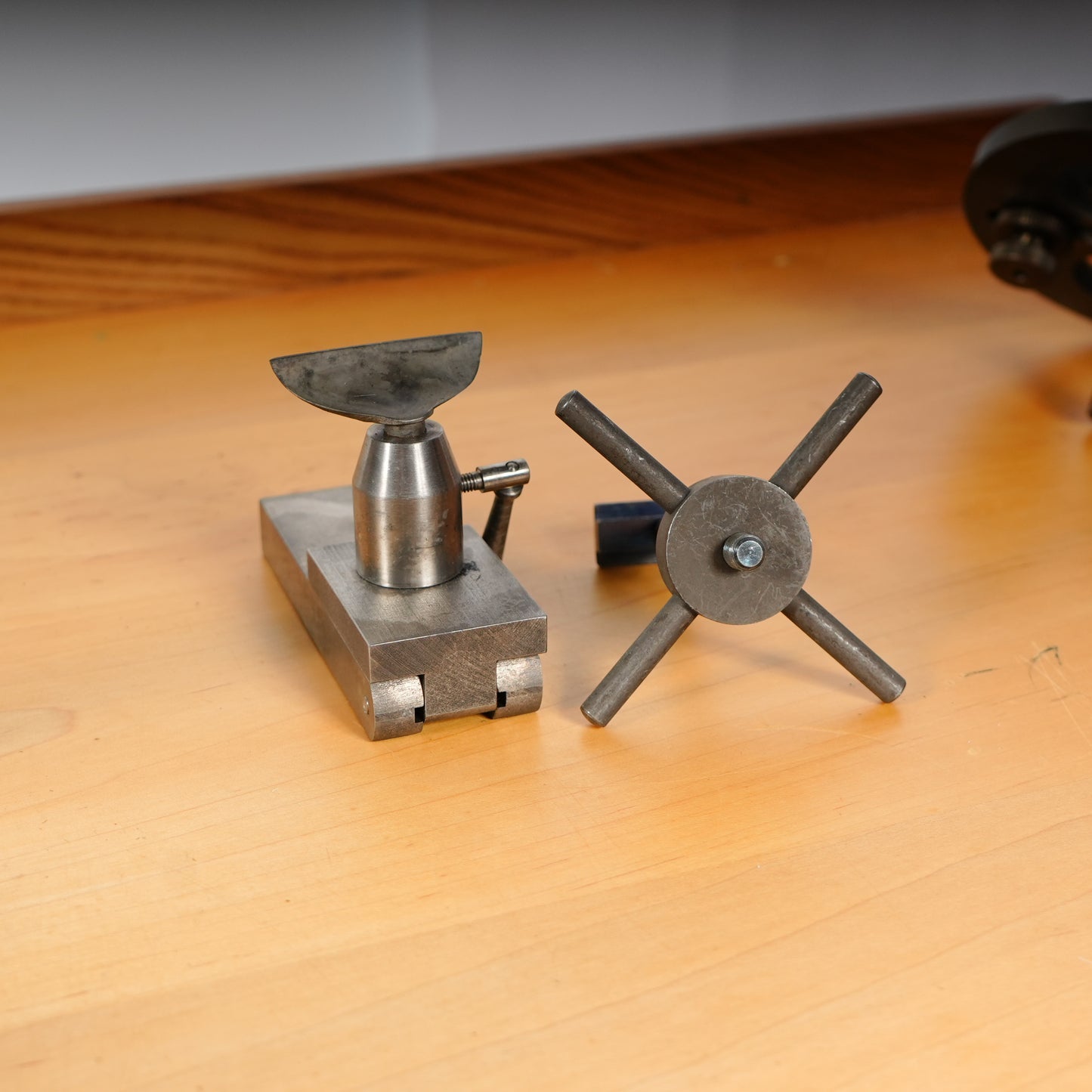F. W. Derbyshire Watchmaker’s 10MM Lathe with Bench, Transmission Pulley & Accessories