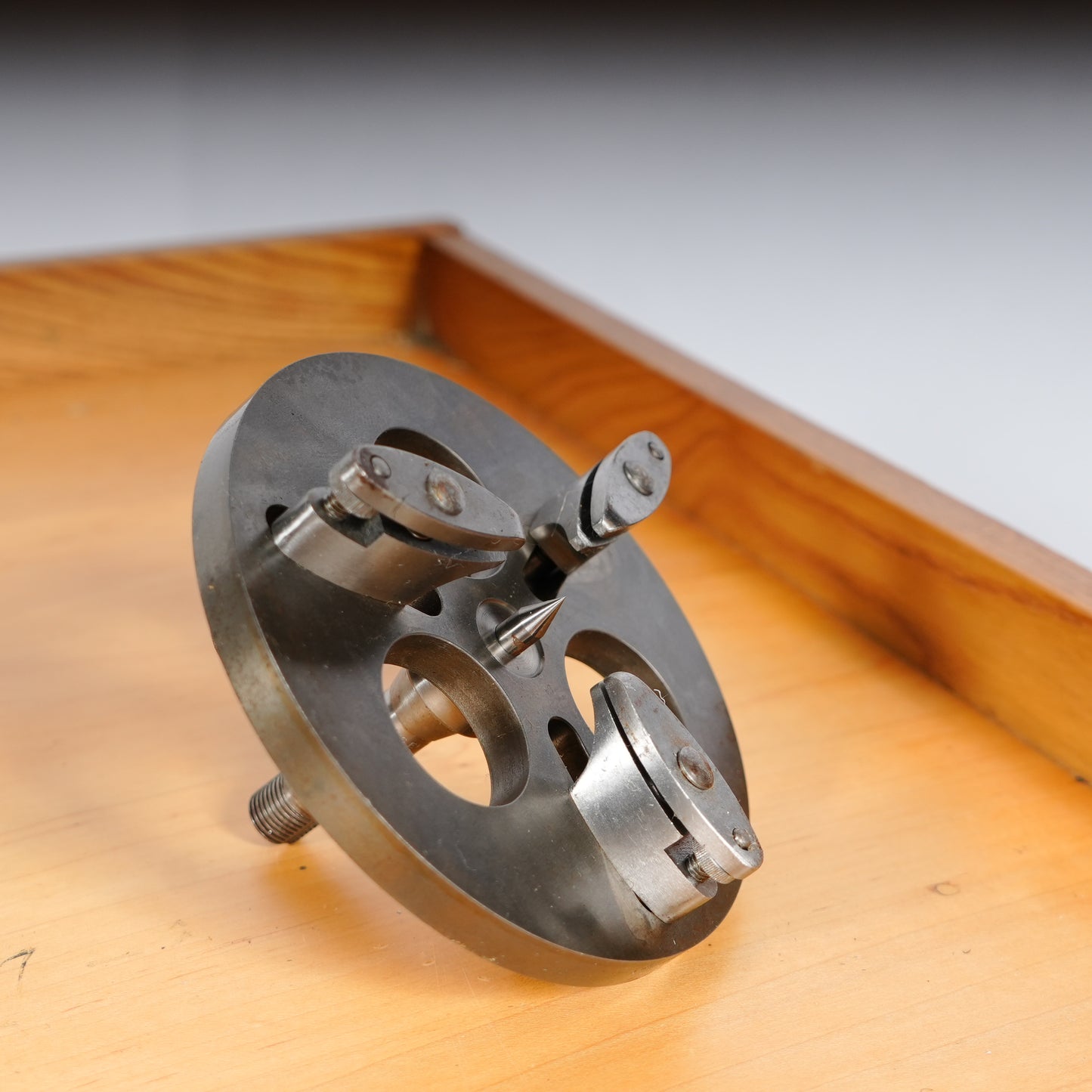 F. W. Derbyshire Watchmaker’s 10MM Lathe with Bench, Transmission Pulley & Accessories