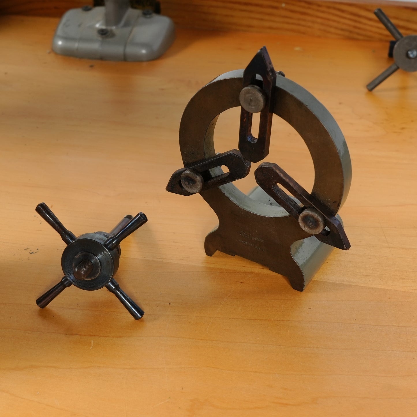 F. W. Derbyshire Watchmaker’s 10MM Lathe with Bench, Transmission Pulley & Accessories