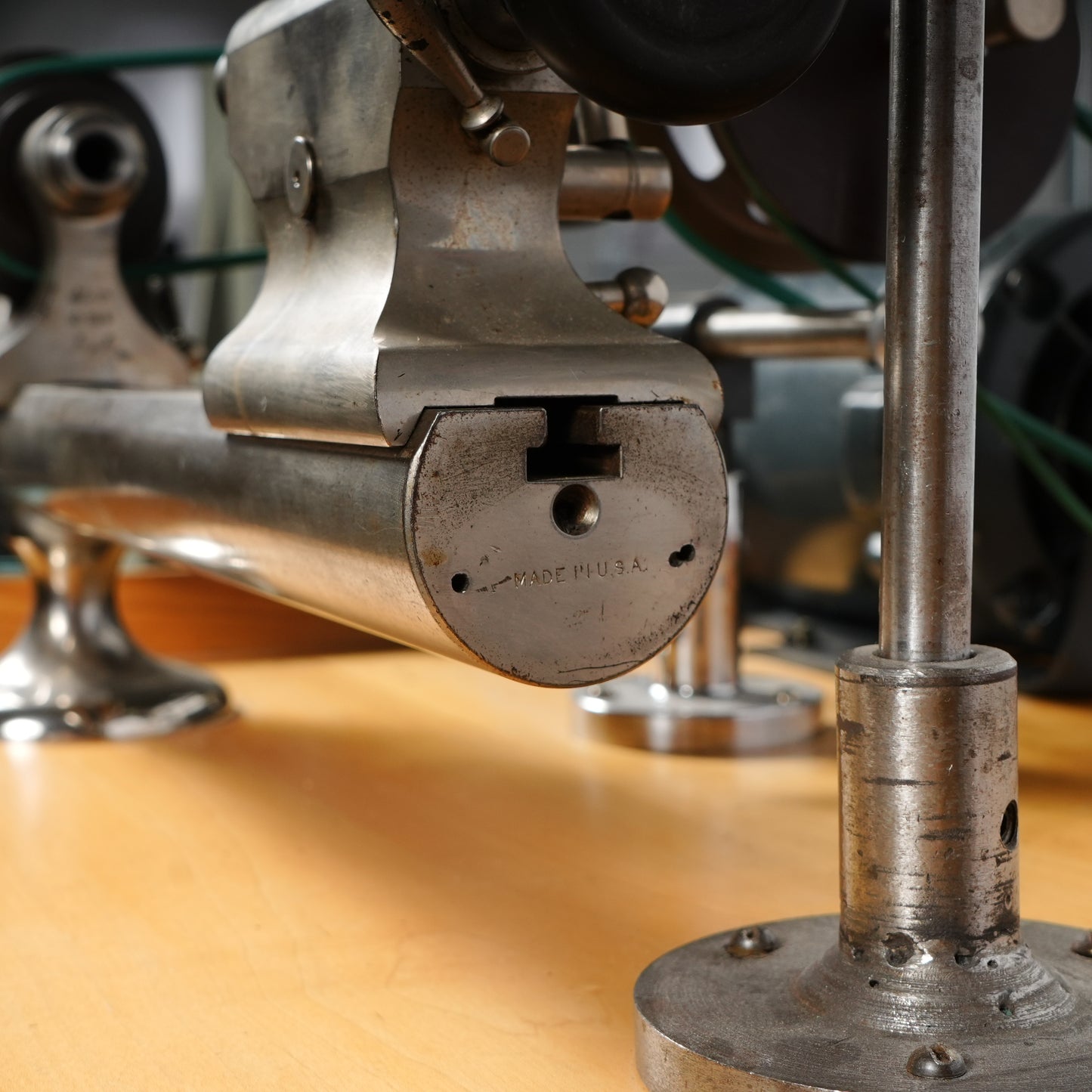 F. W. Derbyshire Watchmaker’s 10MM Lathe with Bench, Transmission Pulley & Accessories