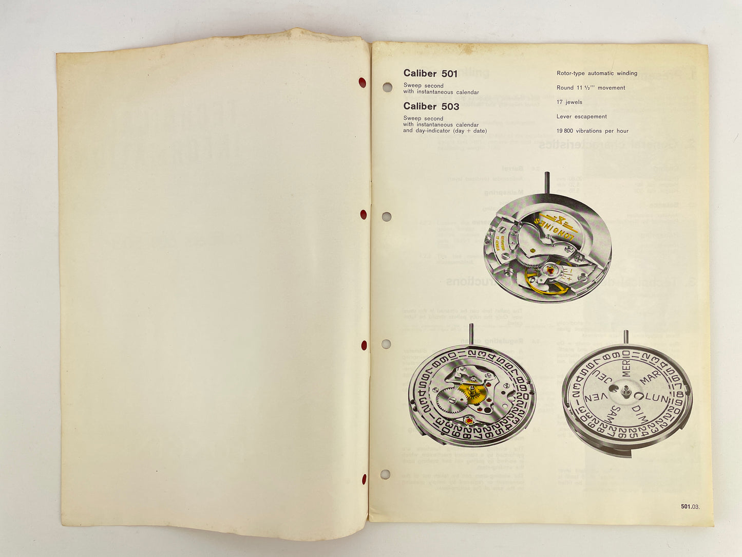 Longines Technical Information Manual Calibers 501-503