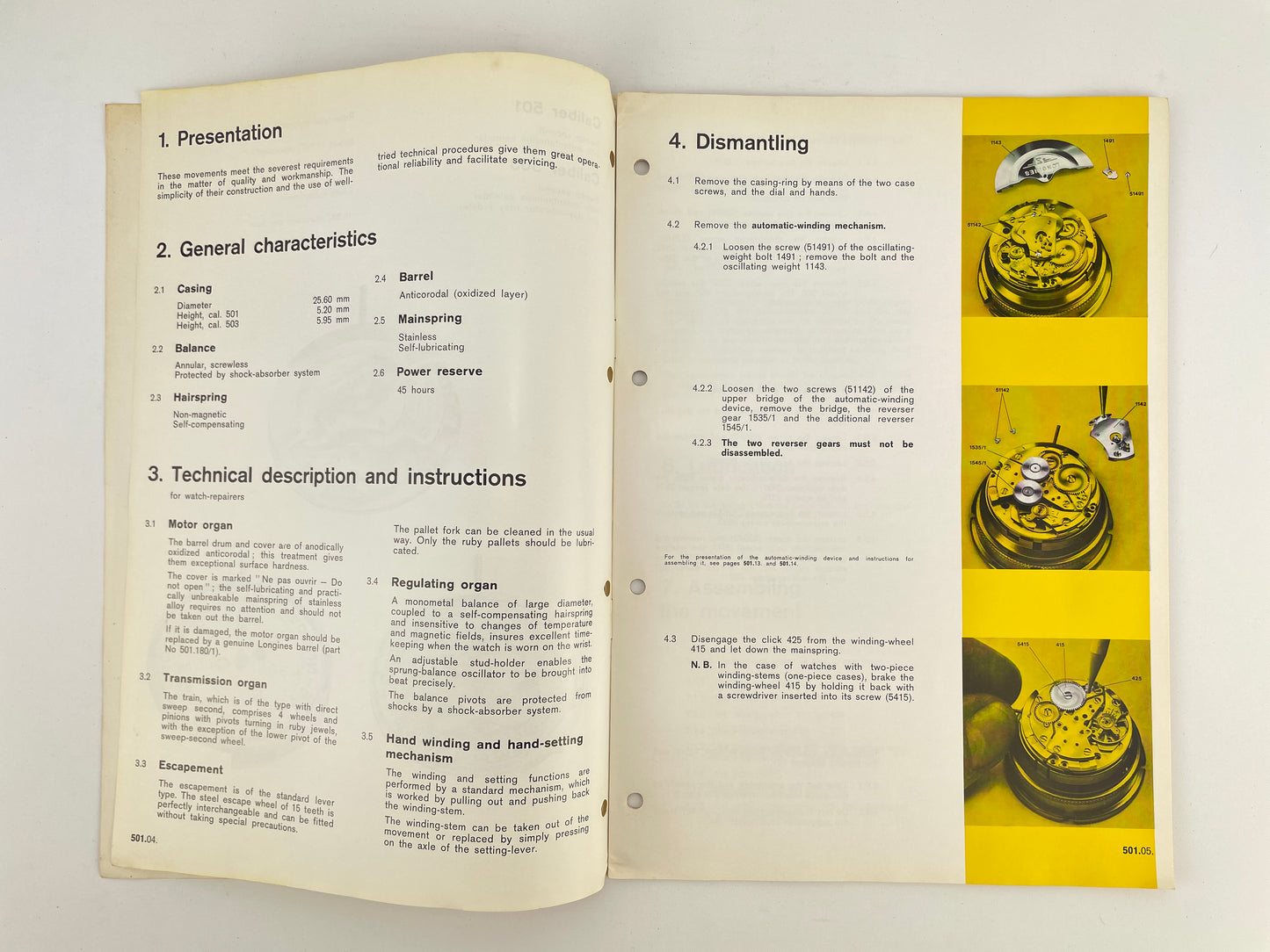 Longines Technical Information Manual Calibers 501-503