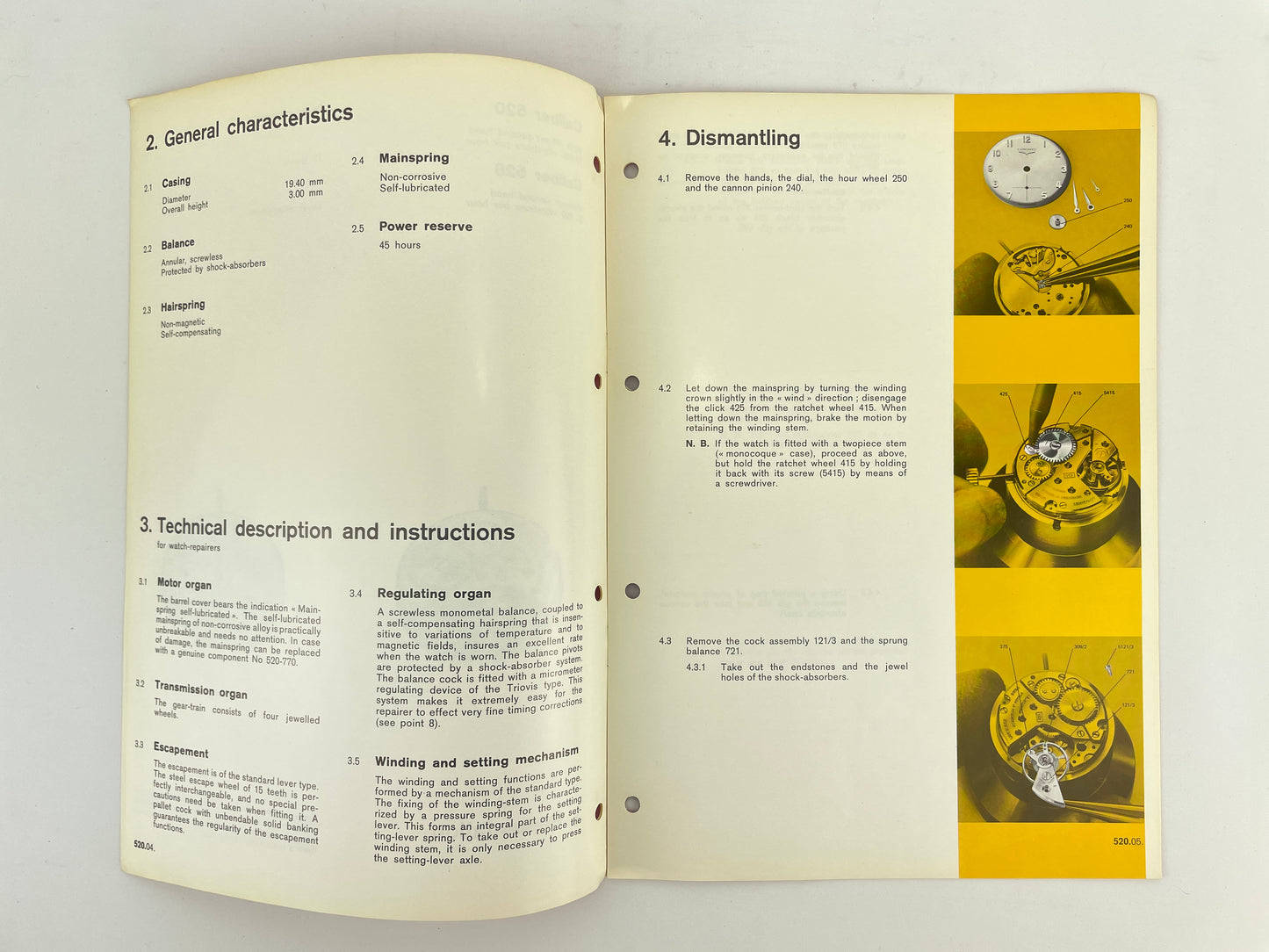 Longines Technical Information Manual Calibers 520-528