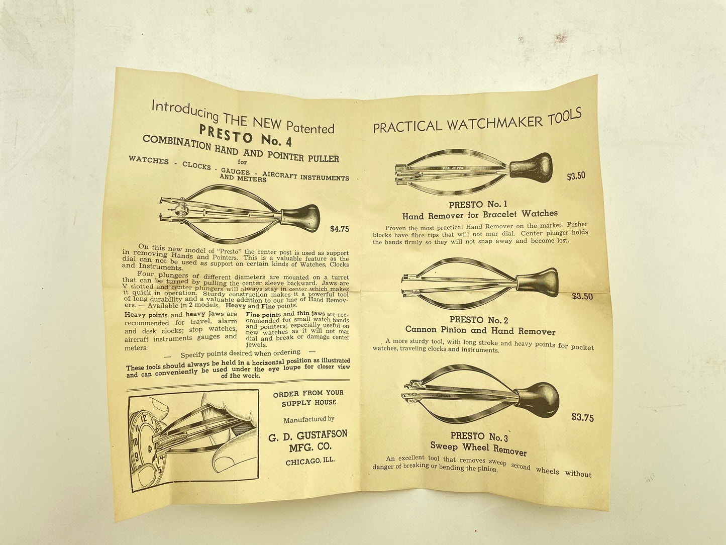 Watchmaker’s No. 3 “PRESTO” Sweep Wheel Remover