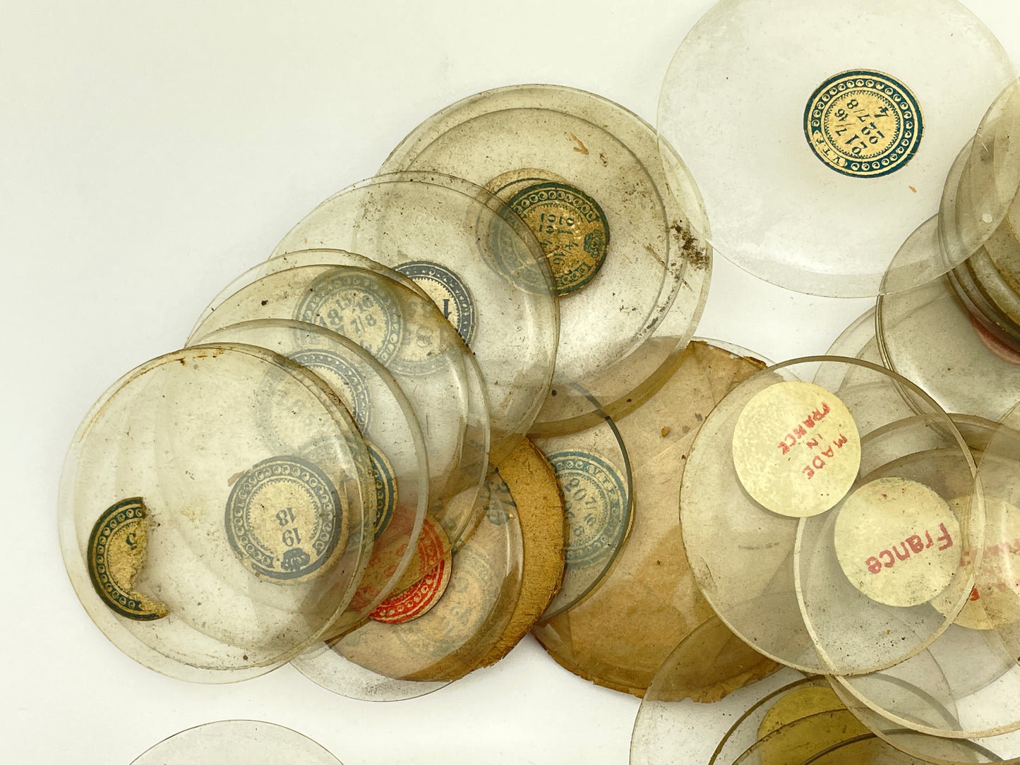 Assortment of 60 Glass 12, 16 & 18 Size Pocket Watch Crystals