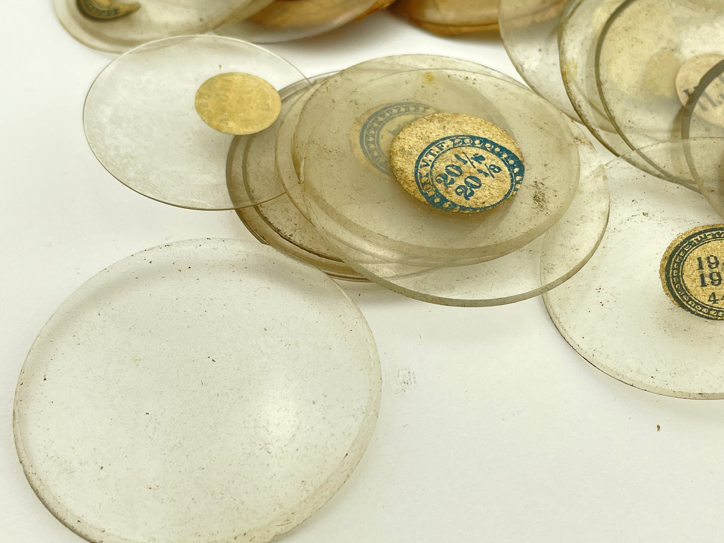 Assortment of 60 Glass 12, 16 & 18 Size Pocket Watch Crystals