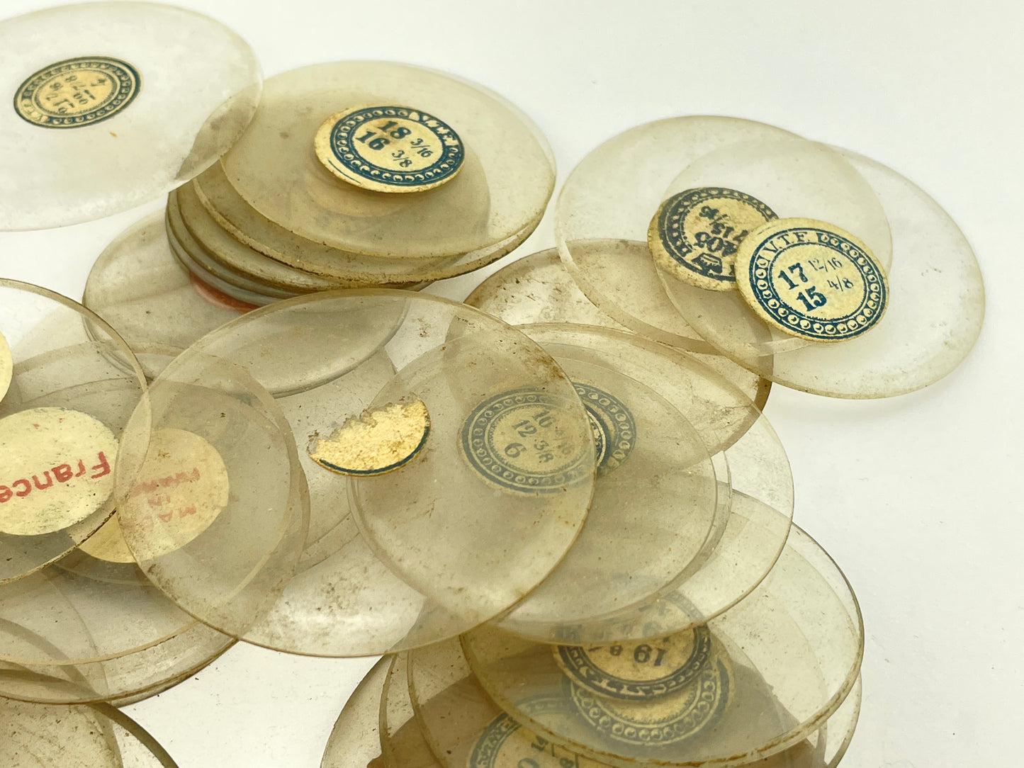 Assortment of 60 Glass 12, 16 & 18 Size Pocket Watch Crystals