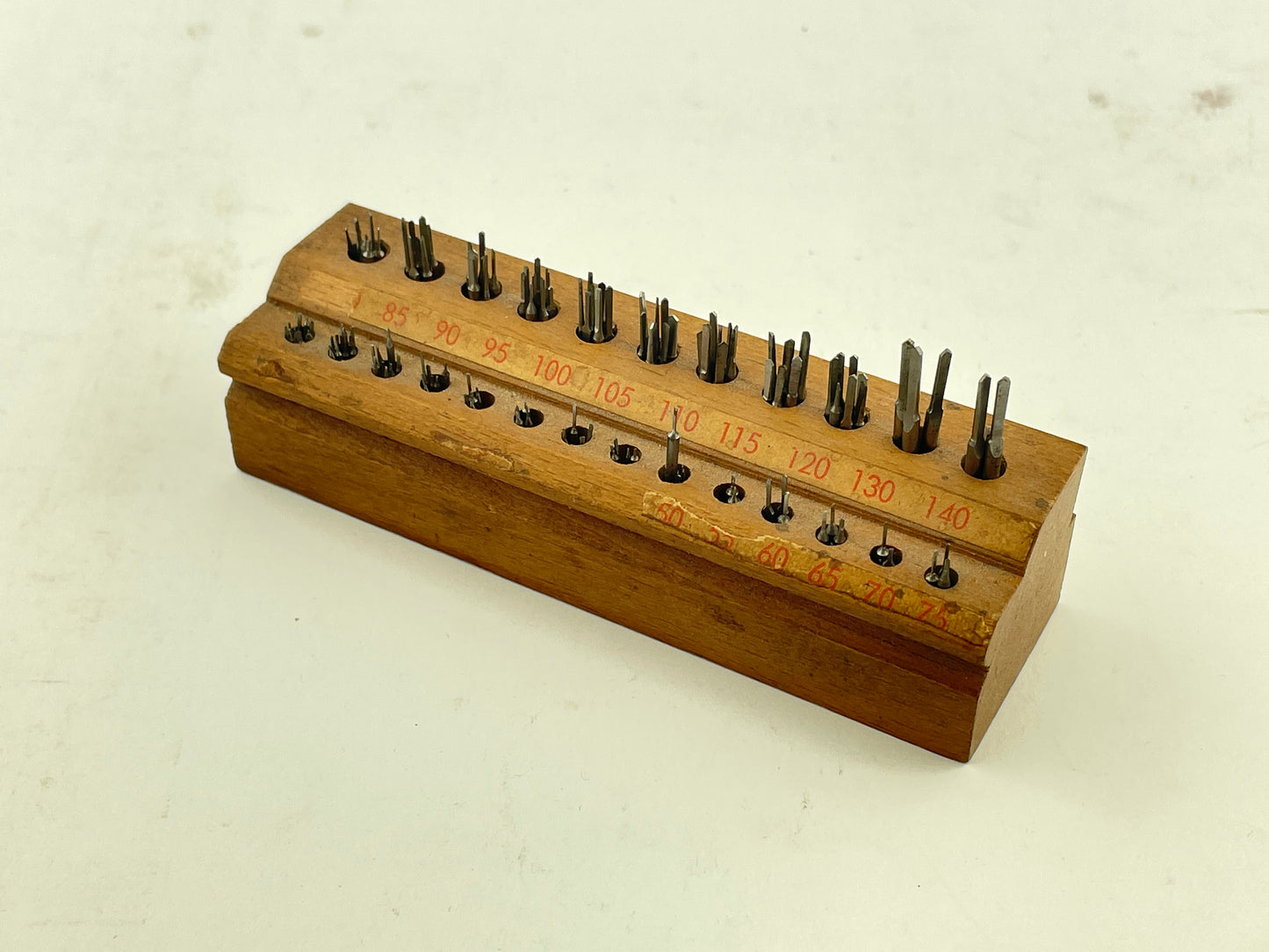 Watchmaker's Selection of Spade Drills with Wood Holder
