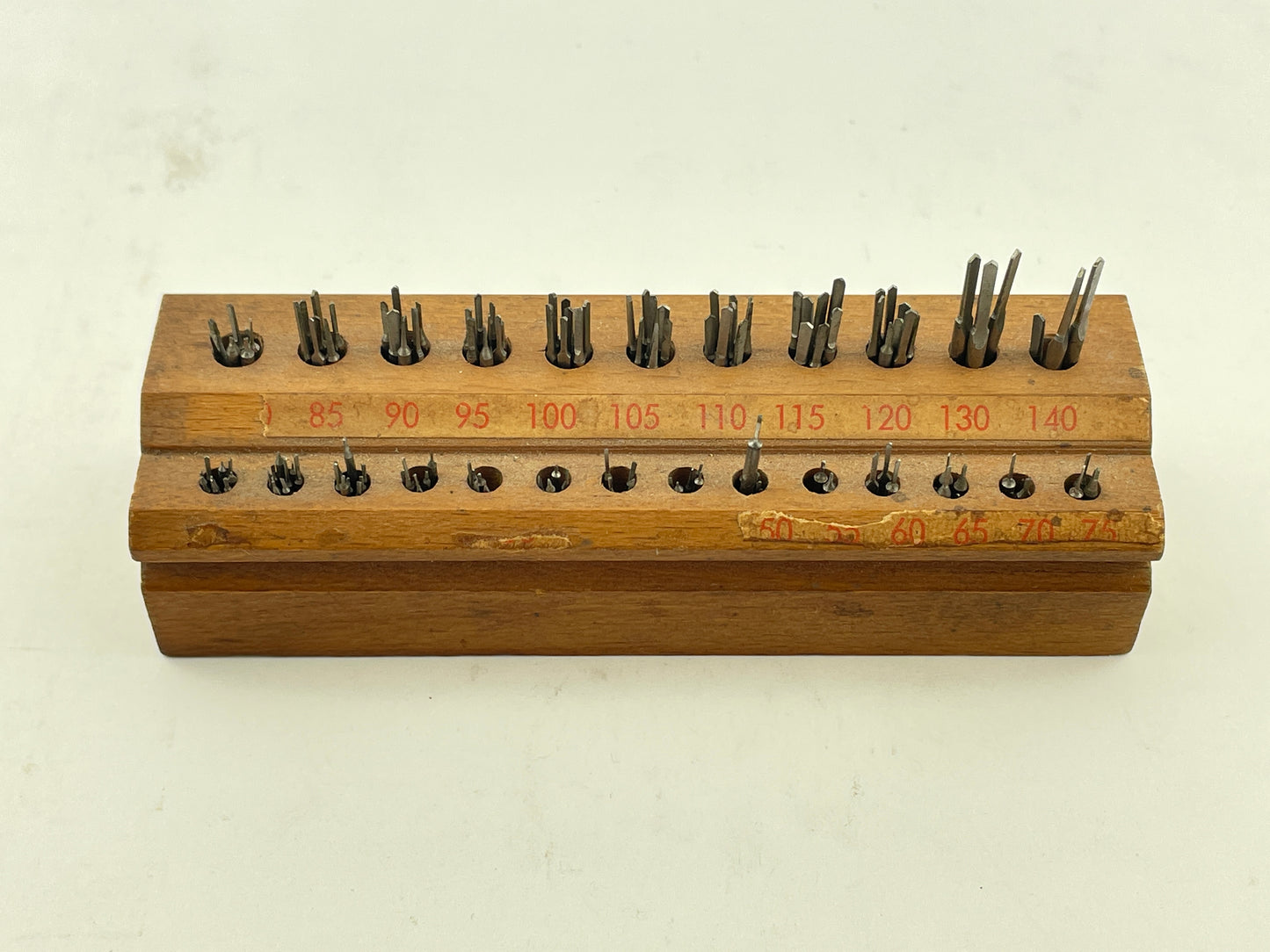 Watchmaker's Selection of Spade Drills with Wood Holder