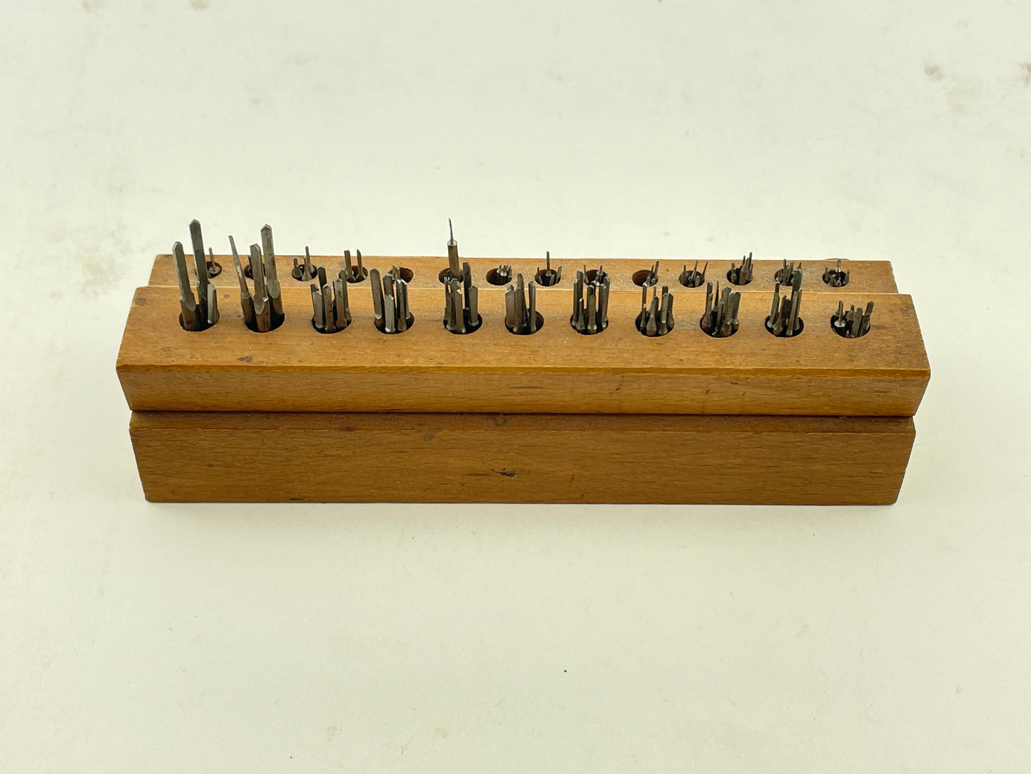 Watchmaker's Selection of Spade Drills with Wood Holder
