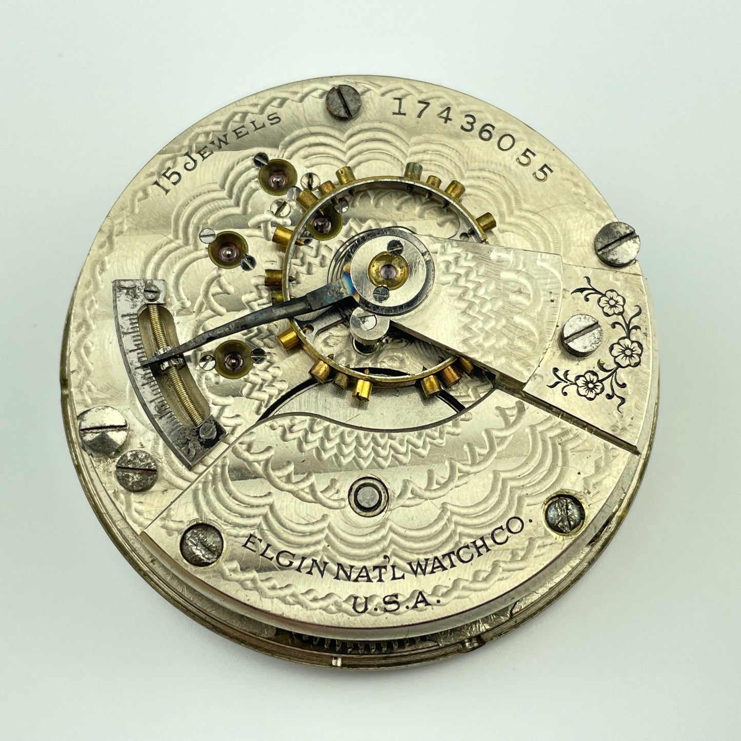 Elgin Pair of 18 Size Nickel & Gilt Pocket Watch Movements