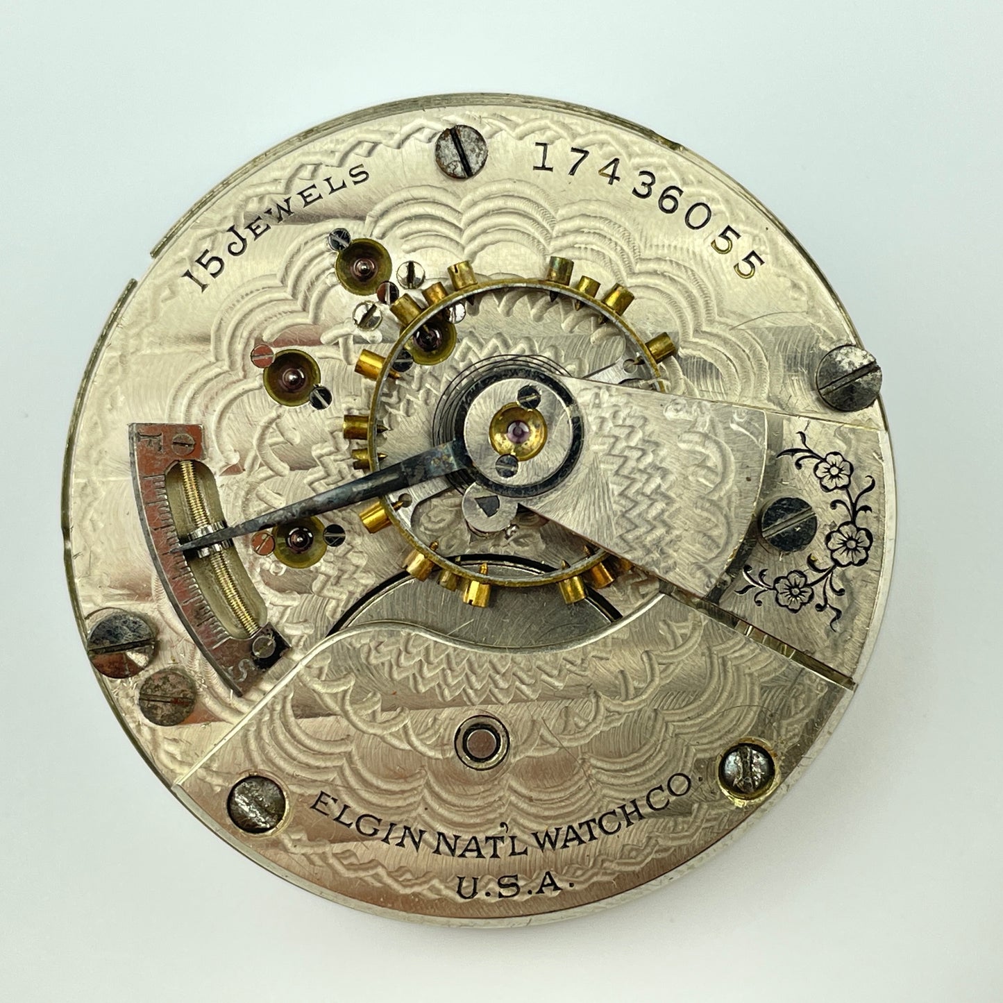 Elgin Pair of 18 Size Nickel & Gilt Pocket Watch Movements