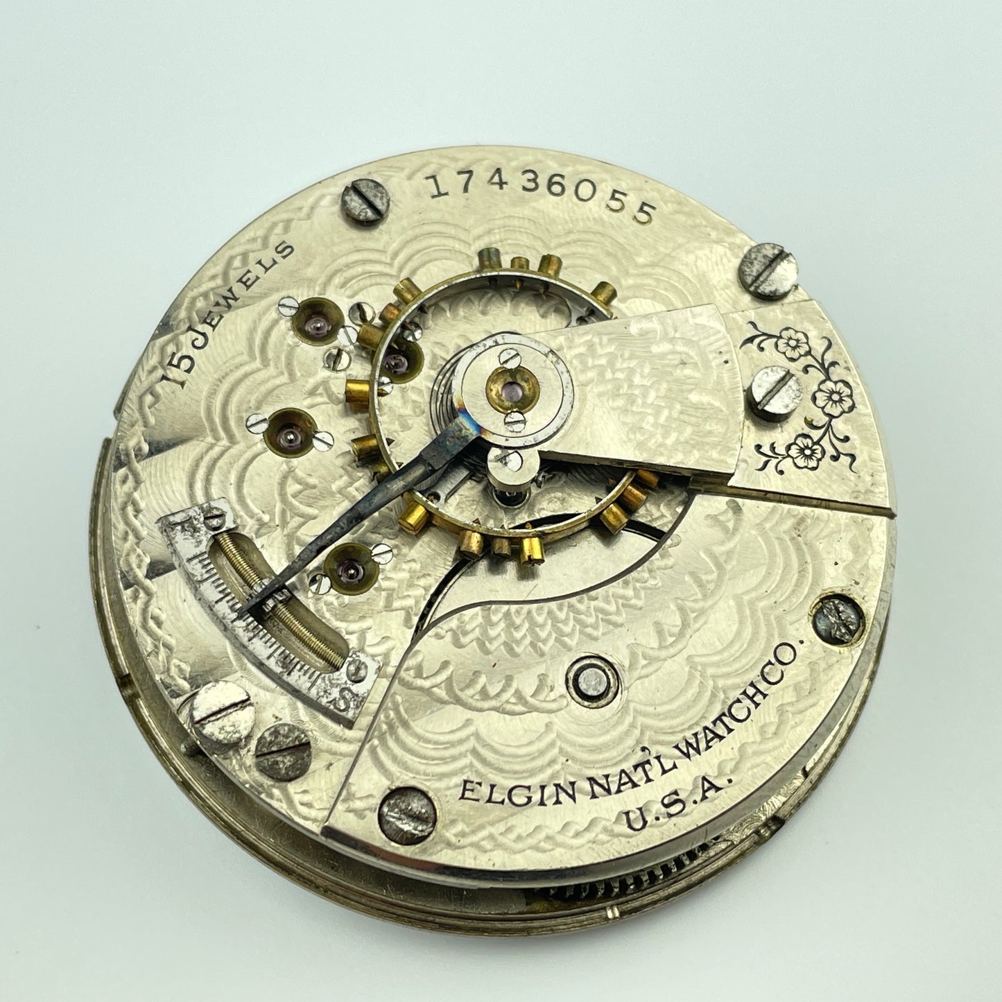 Elgin Pair of 18 Size Nickel & Gilt Pocket Watch Movements