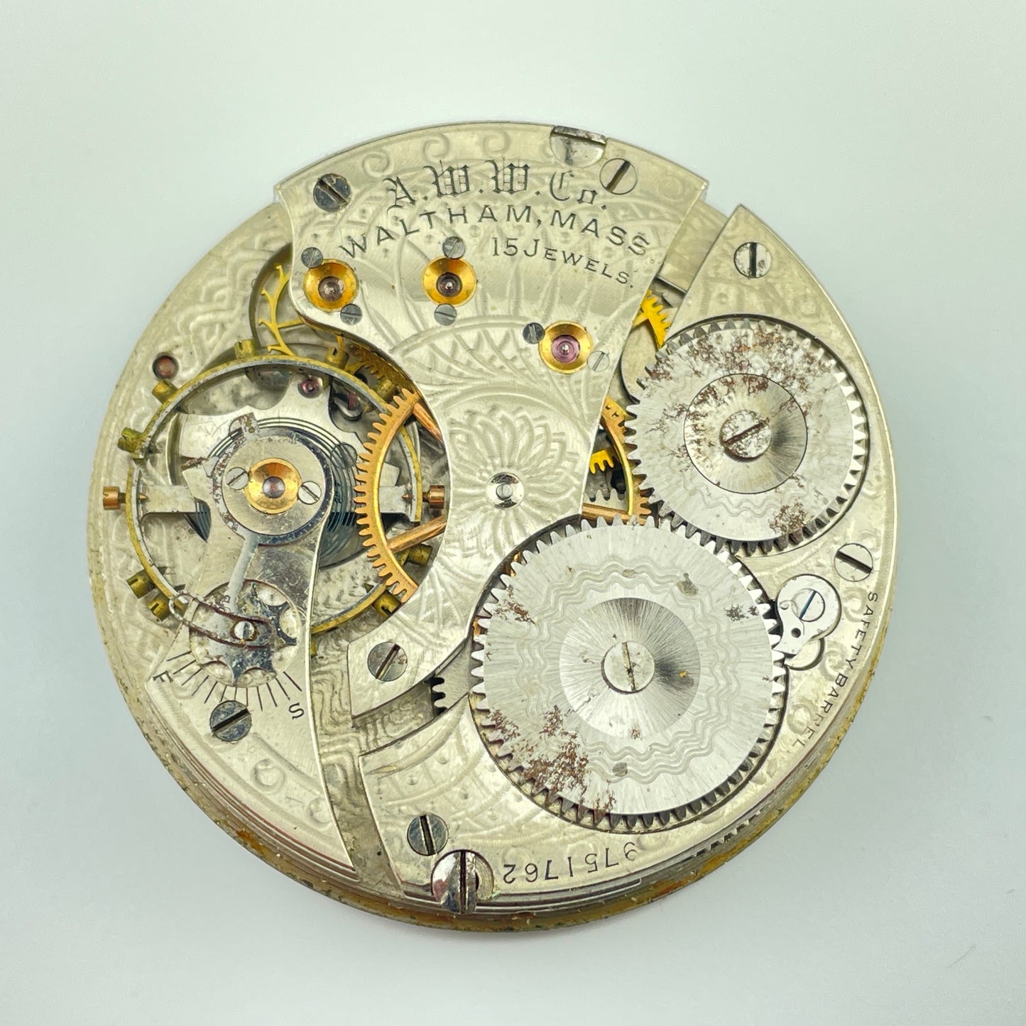 Waltham 16 Size 15 Jewel Pocket Watch Movement