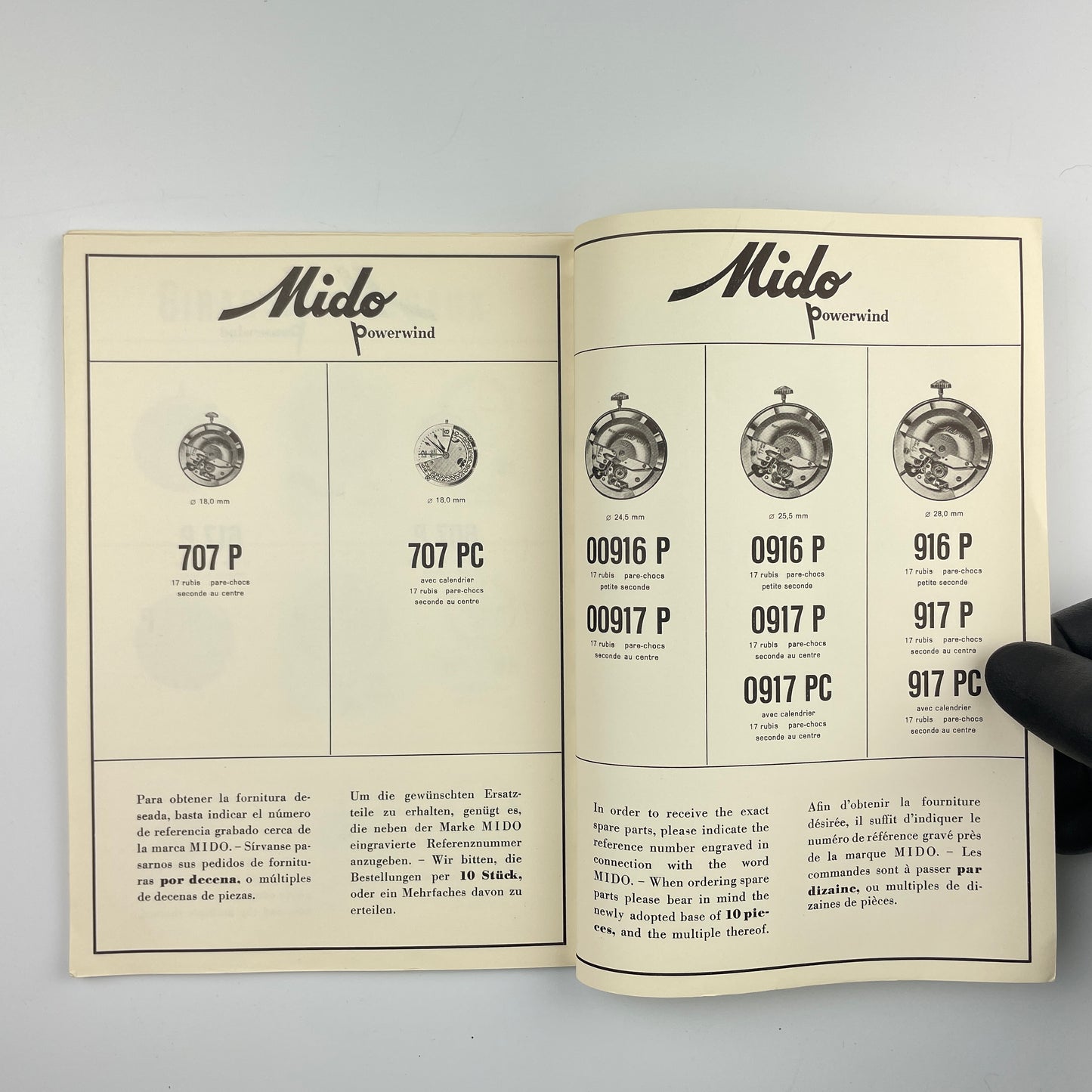 Official Catalogue of Swiss Watch Repair Parts Supplement No. 3 Part 1 1954-1958