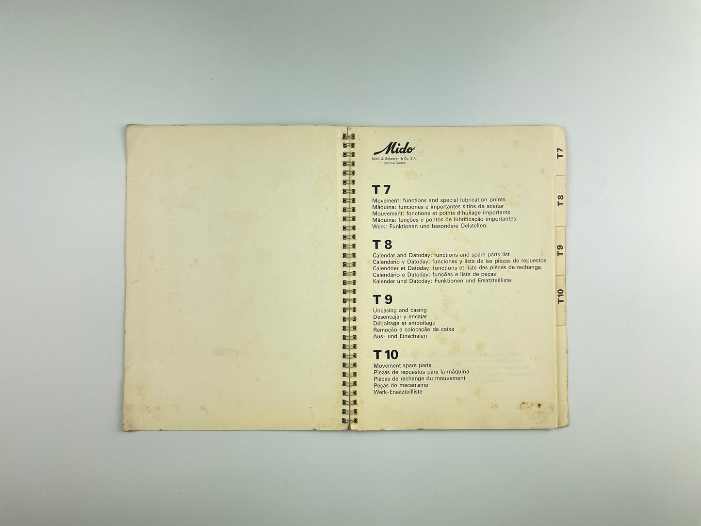 Mido Technical Information Cal. 1147 T7-T10