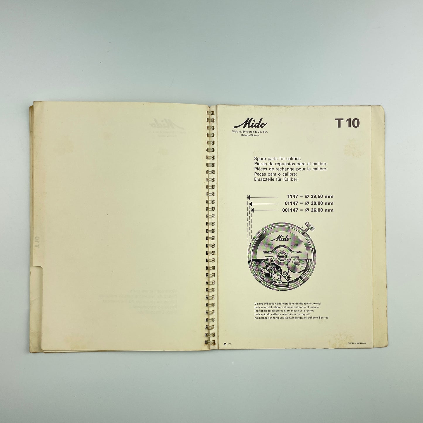 Mido Technical Information Cal. 1147 T7-T10