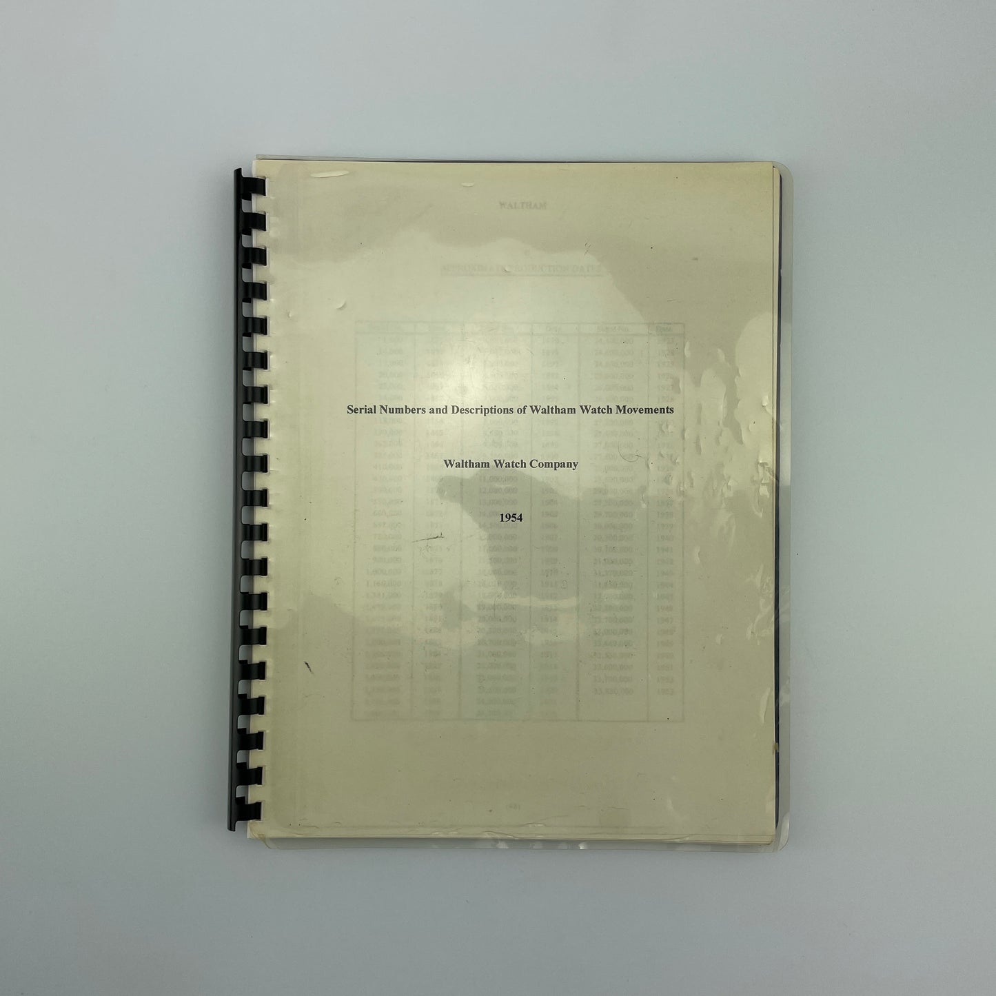 Waltham Serial Numbers and Descriptions of Watch Movements
