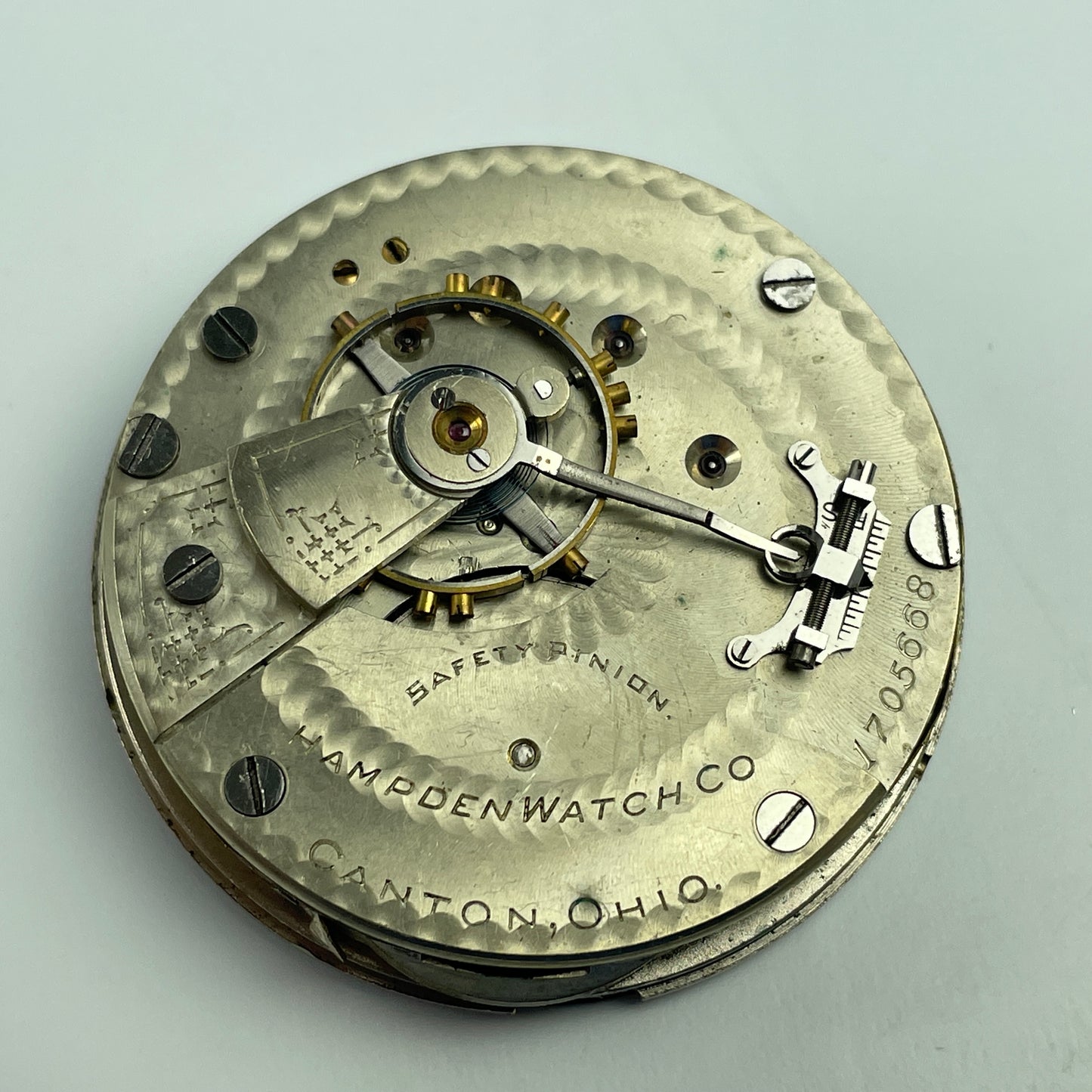 Lot 32- Hampden 18 Size Hunting Pocket Watch Movement