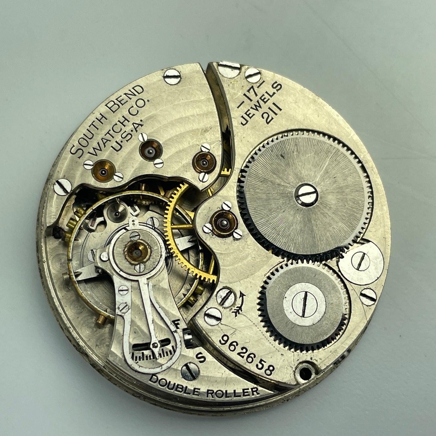 Lot 54- South Bend 16 Size 17 Jewel Pocket Watch Movement