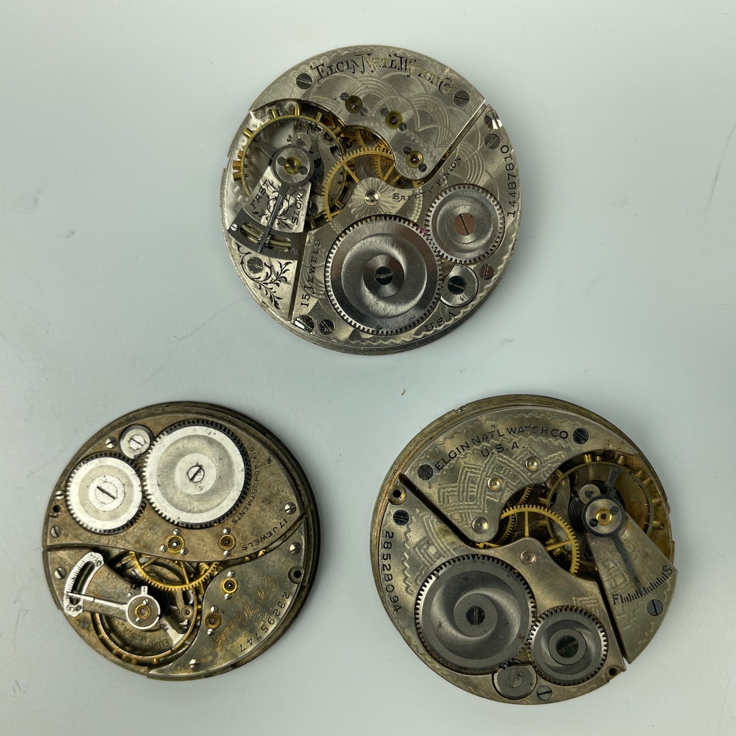 Lot 10- Elgin 12 & 16 Size Pocket Watch Movements