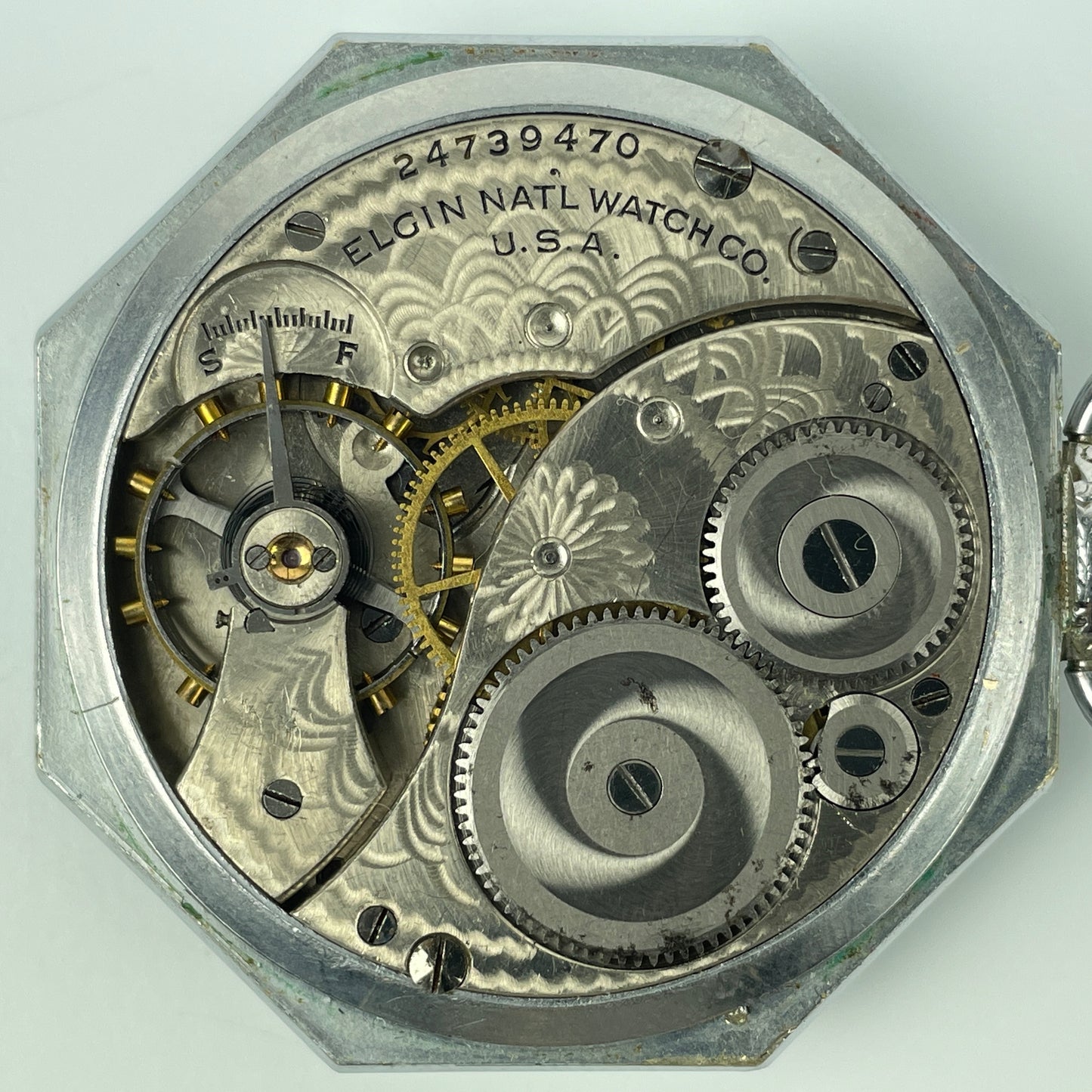 Lot 22- Elgin 12 Size 7 Jewel Octagon Pocket Watch