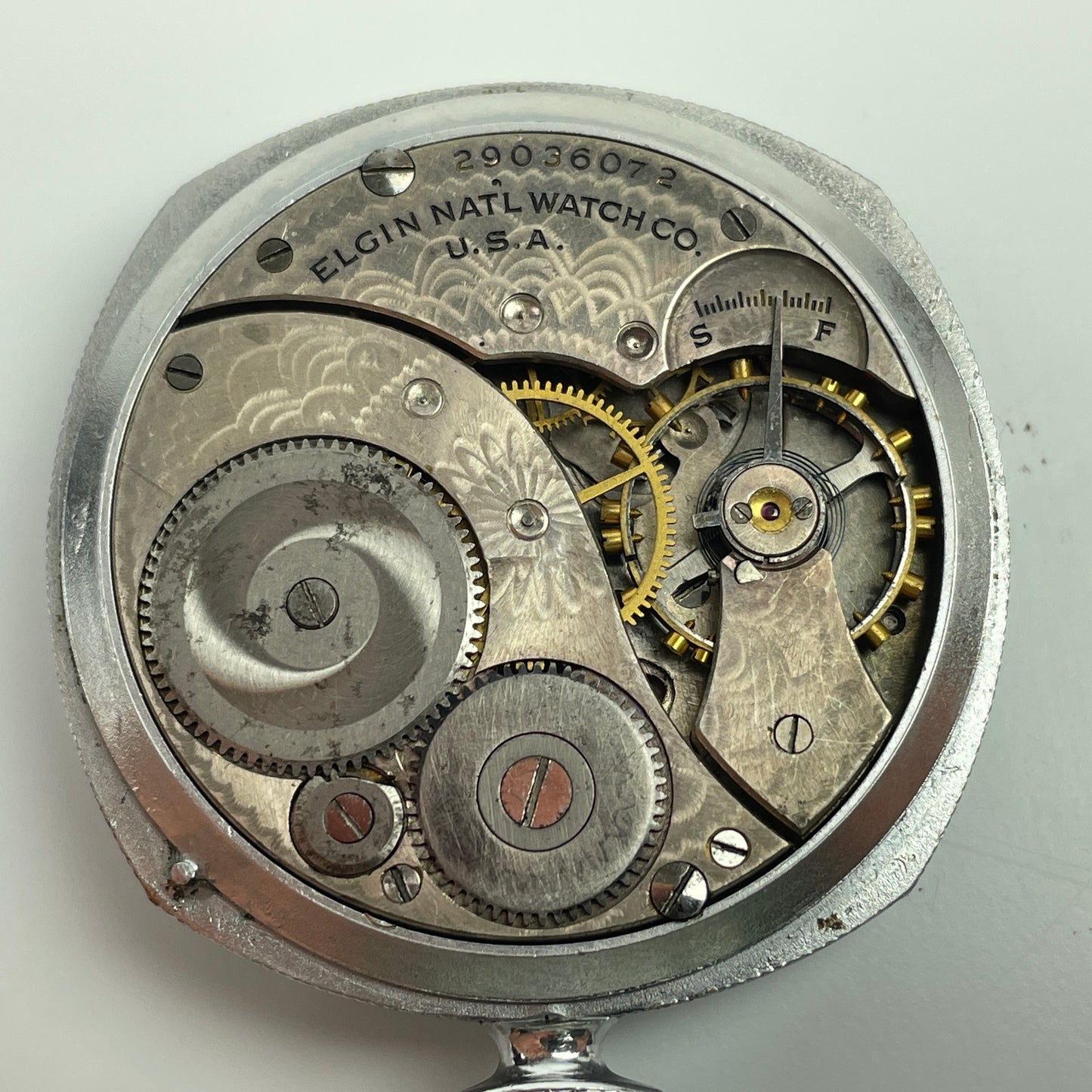 Lot 26- Elgin 12 Size Fancy Cushion Shaped Pocket Watch