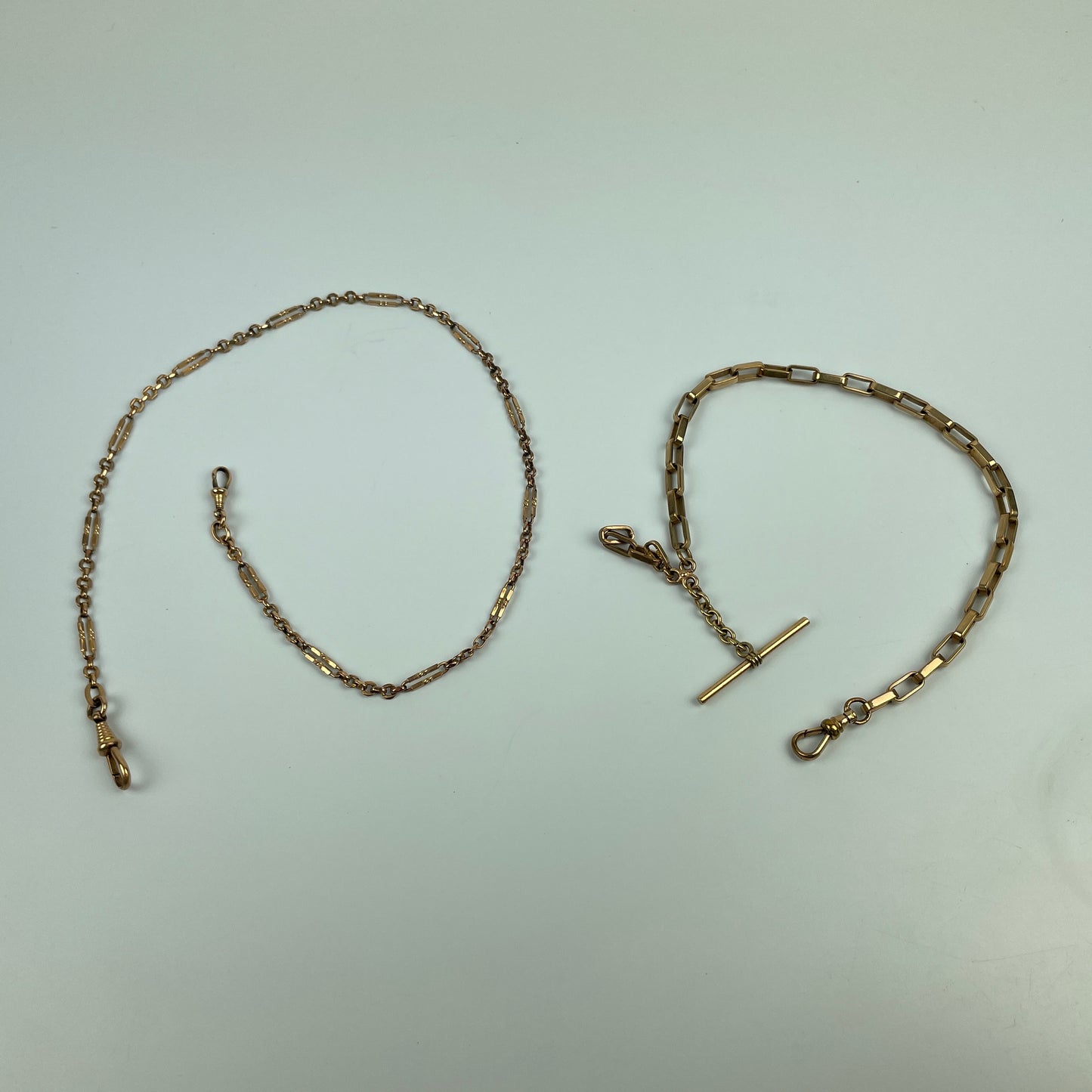 Lot 37- Pair of Men's 12 & 14-inch YGF Pocket Watch Chains