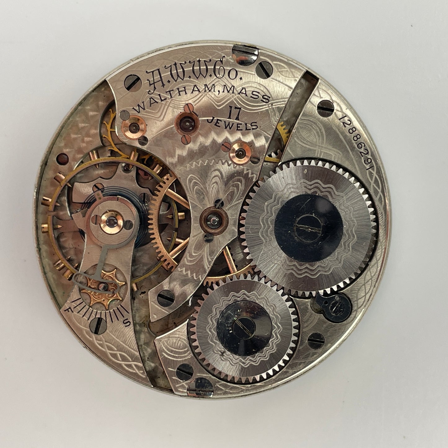Lot 42- Waltham 16 Size 17 Jewel Pocket Watch Movement