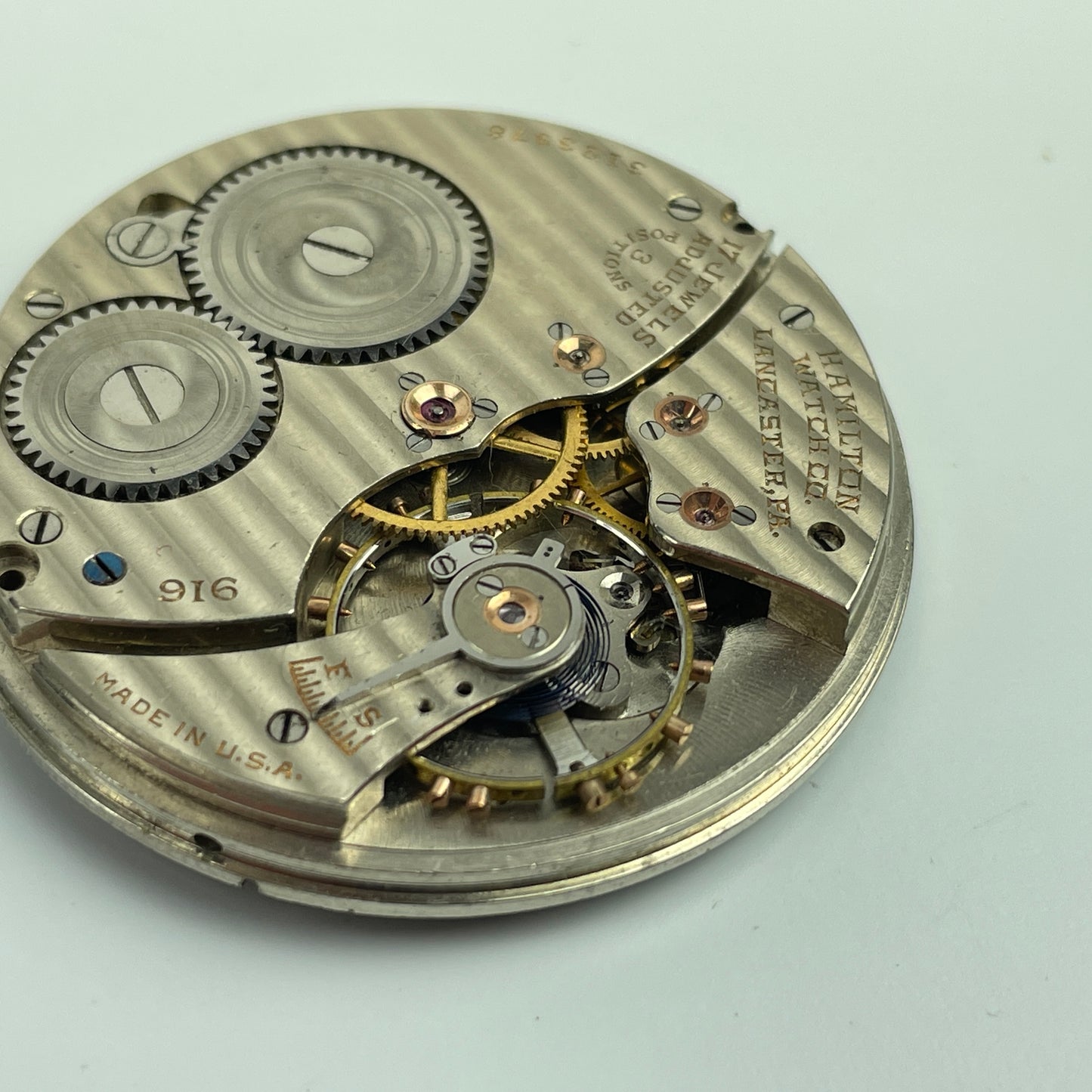 Lot 44- Hamilton 12 Size 17 Jewel Pocket Watch Movement