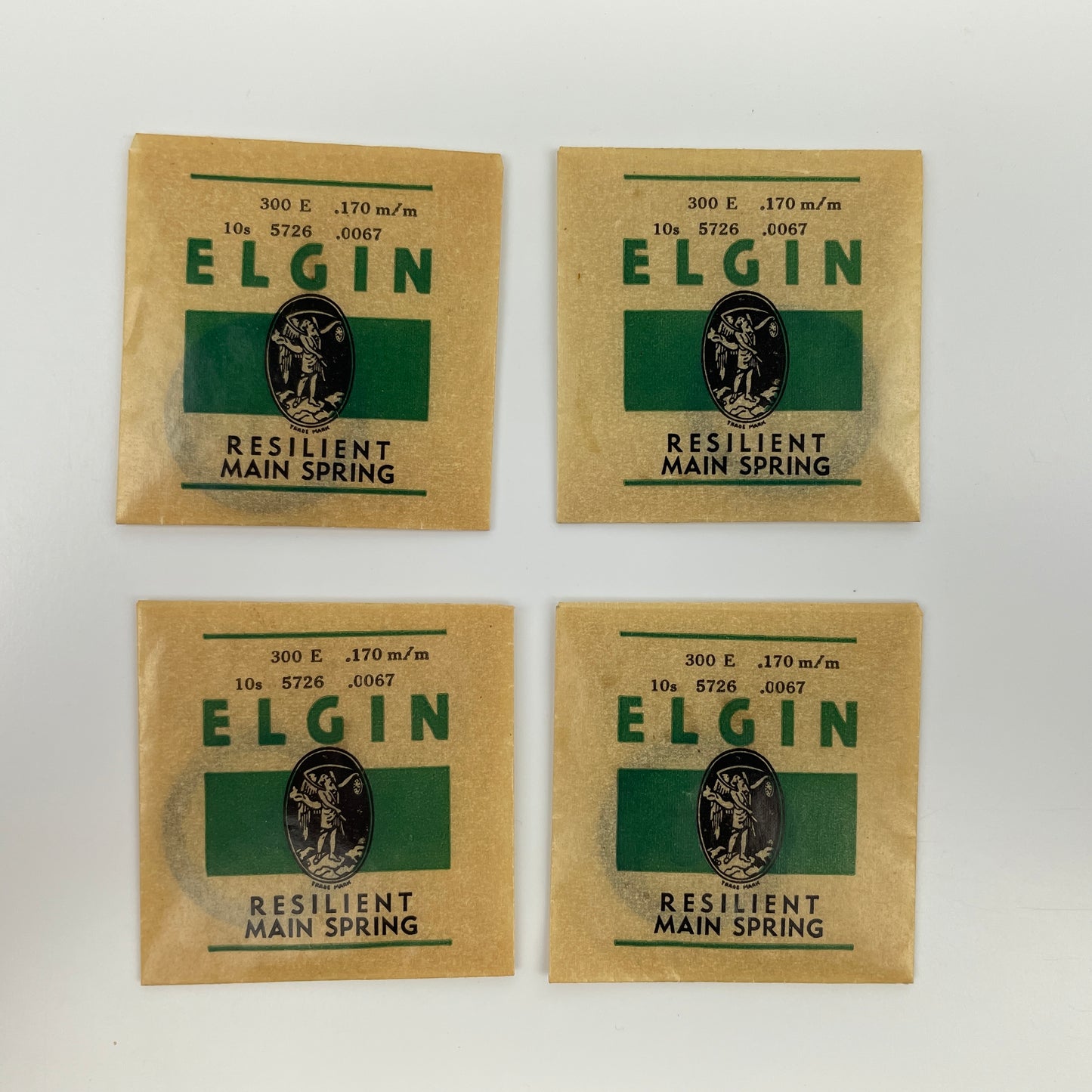Lot 50- Elgin O, 10, 12 & 16 Size Blued & White Alloy PW Mainsprings