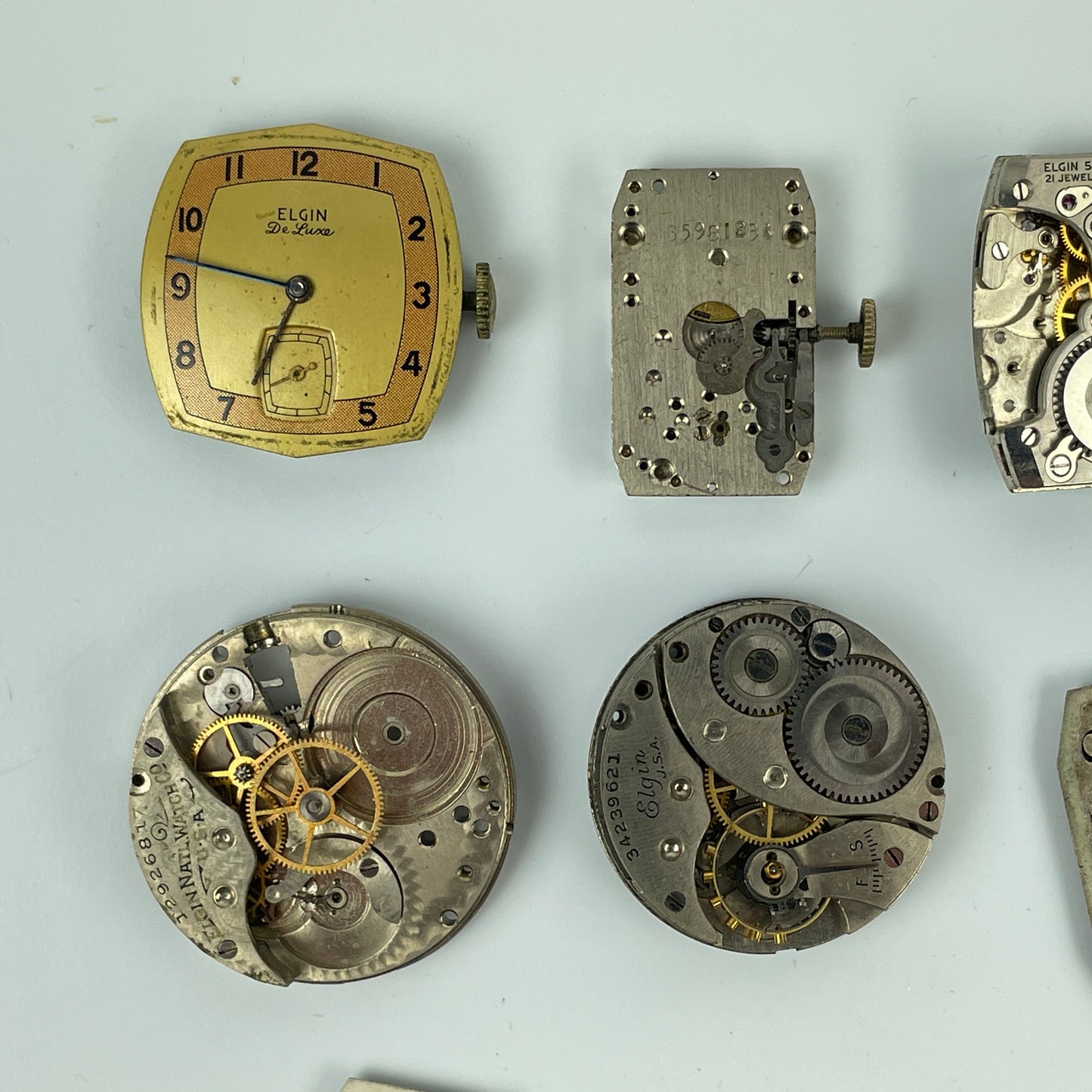Lot 55- Elgin Ladies' & Men’s Vintage Mechanical Wristwatch Movements