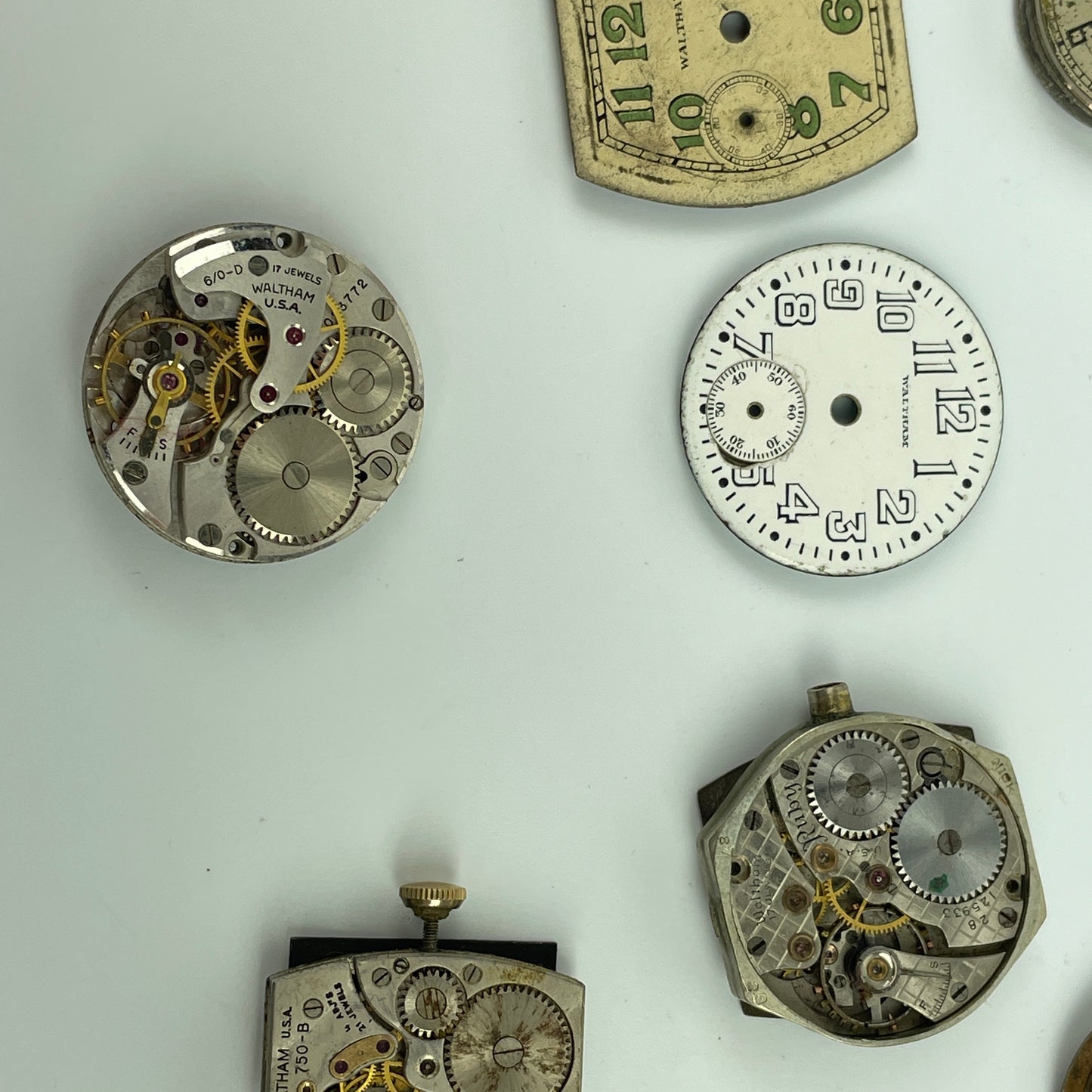 Lot 61- Waltham Wristwatch Movements & Dials