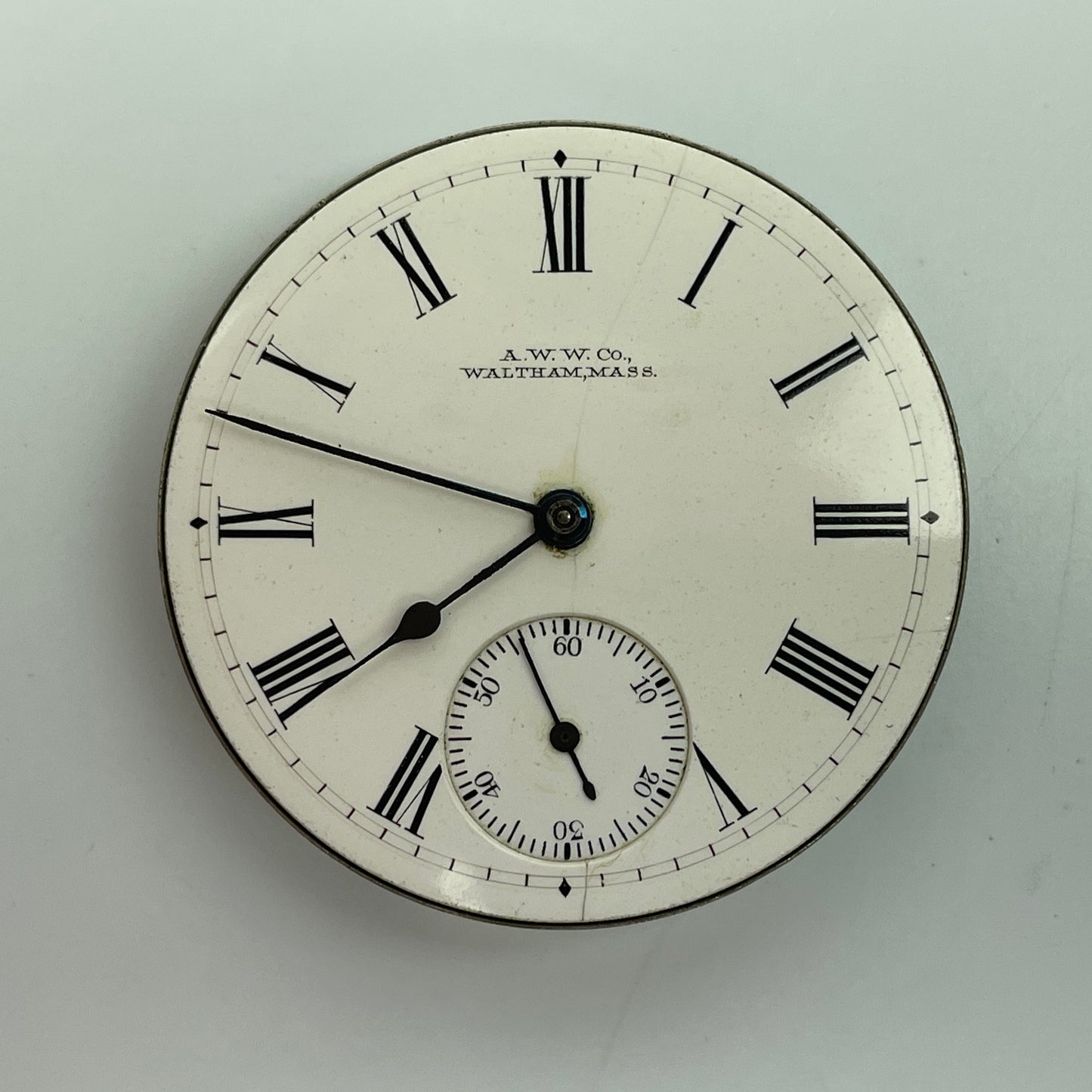Lot 74- Waltham 16 Size 15 Jewel Hunting Nickel Pocket Watch Movement