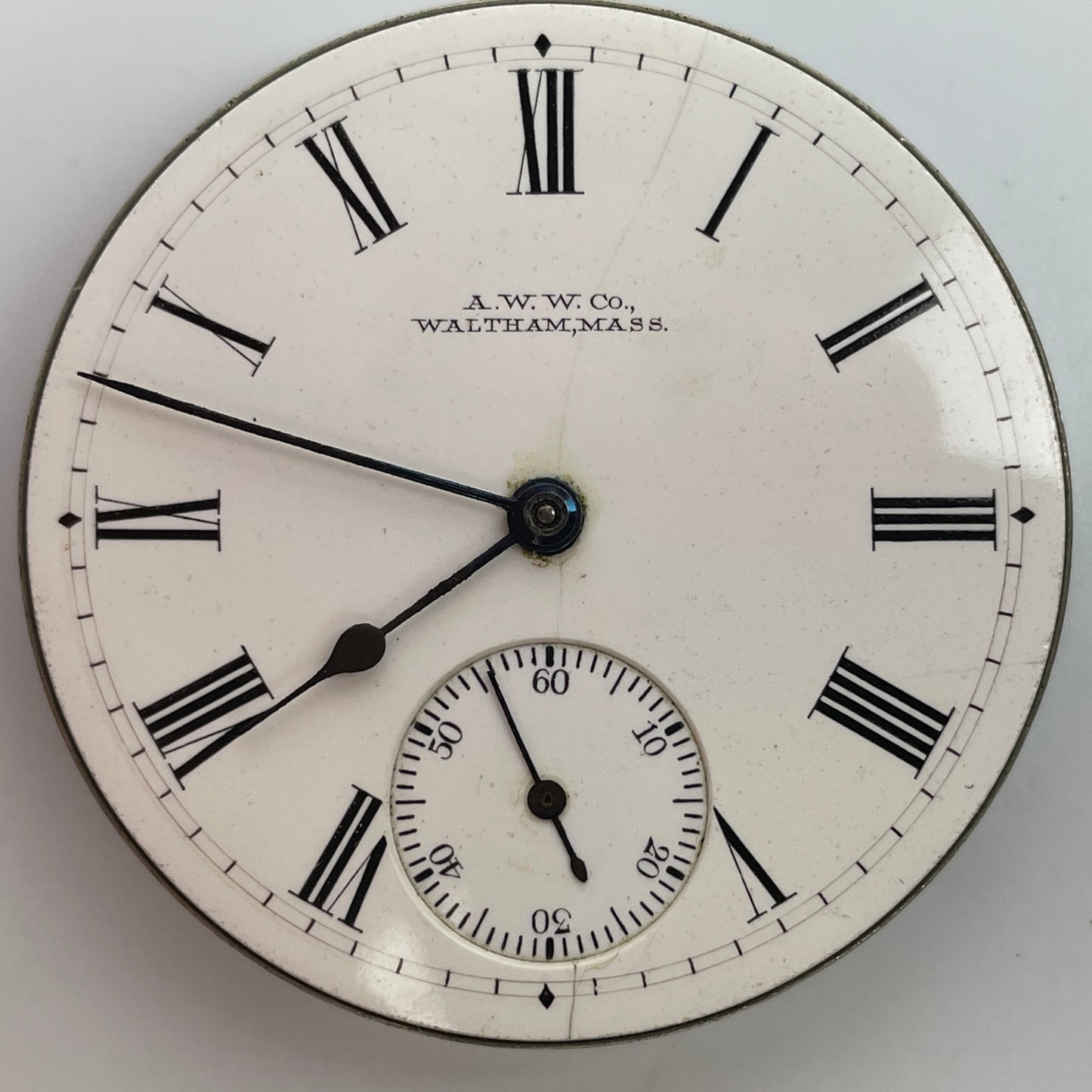Lot 74- Waltham 16 Size 15 Jewel Hunting Nickel Pocket Watch Movement