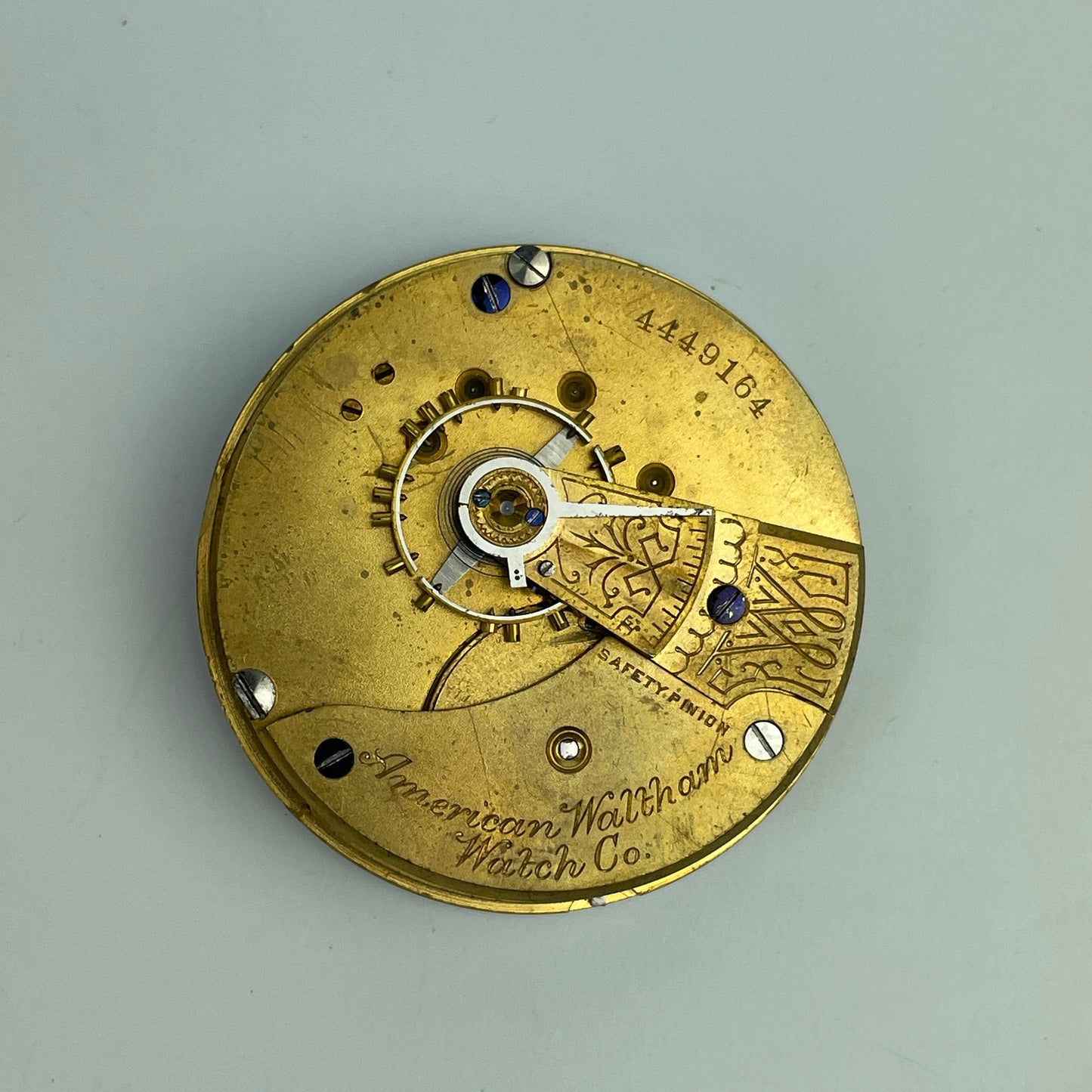 Lot 80- Waltham 18 Size Gilt Hunting 7 Jewel Pocket Watch Movement