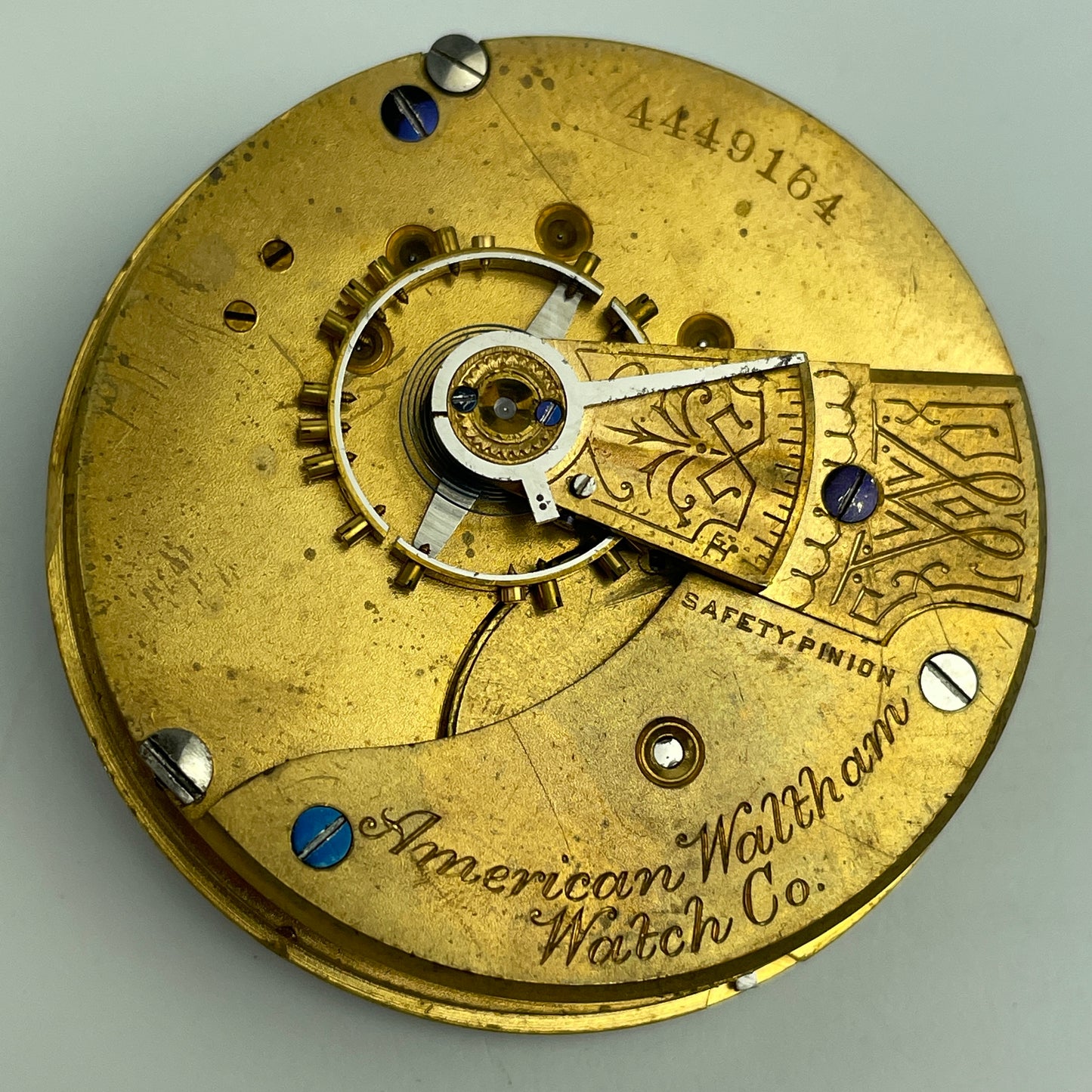 Lot 80- Waltham 18 Size Gilt Hunting 7 Jewel Pocket Watch Movement