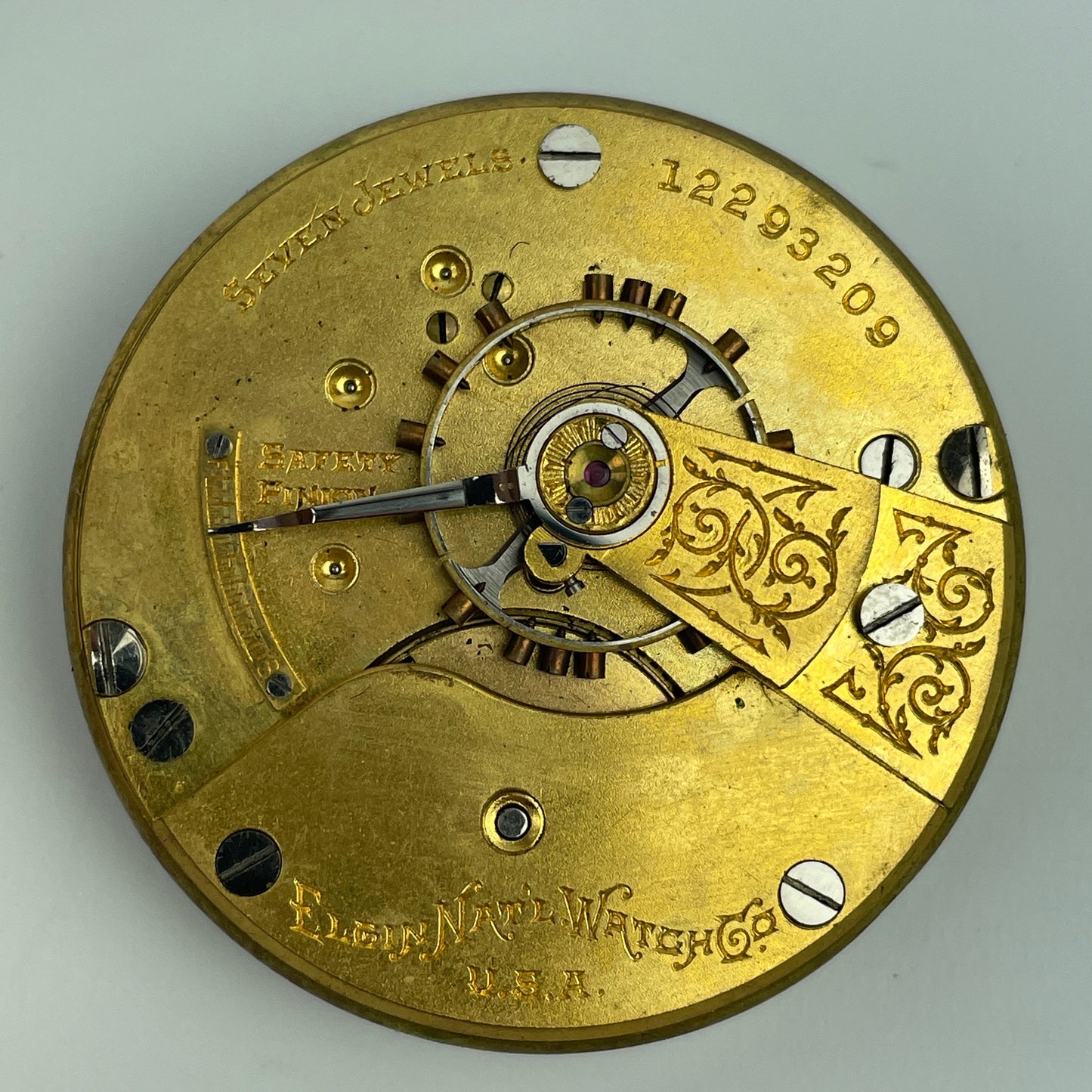 Lot 83- Elgin 18 Size Gilt 7 Jewel Pocket Watch Movement