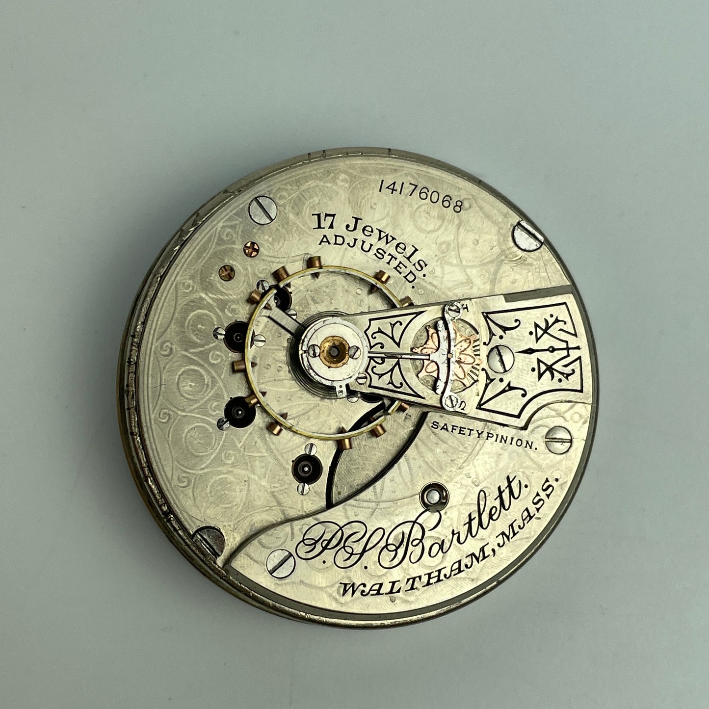 Lot 85- Waltham 18 Size 17 Jewel "P.S. BARTLETT" Pocket Watch Movement