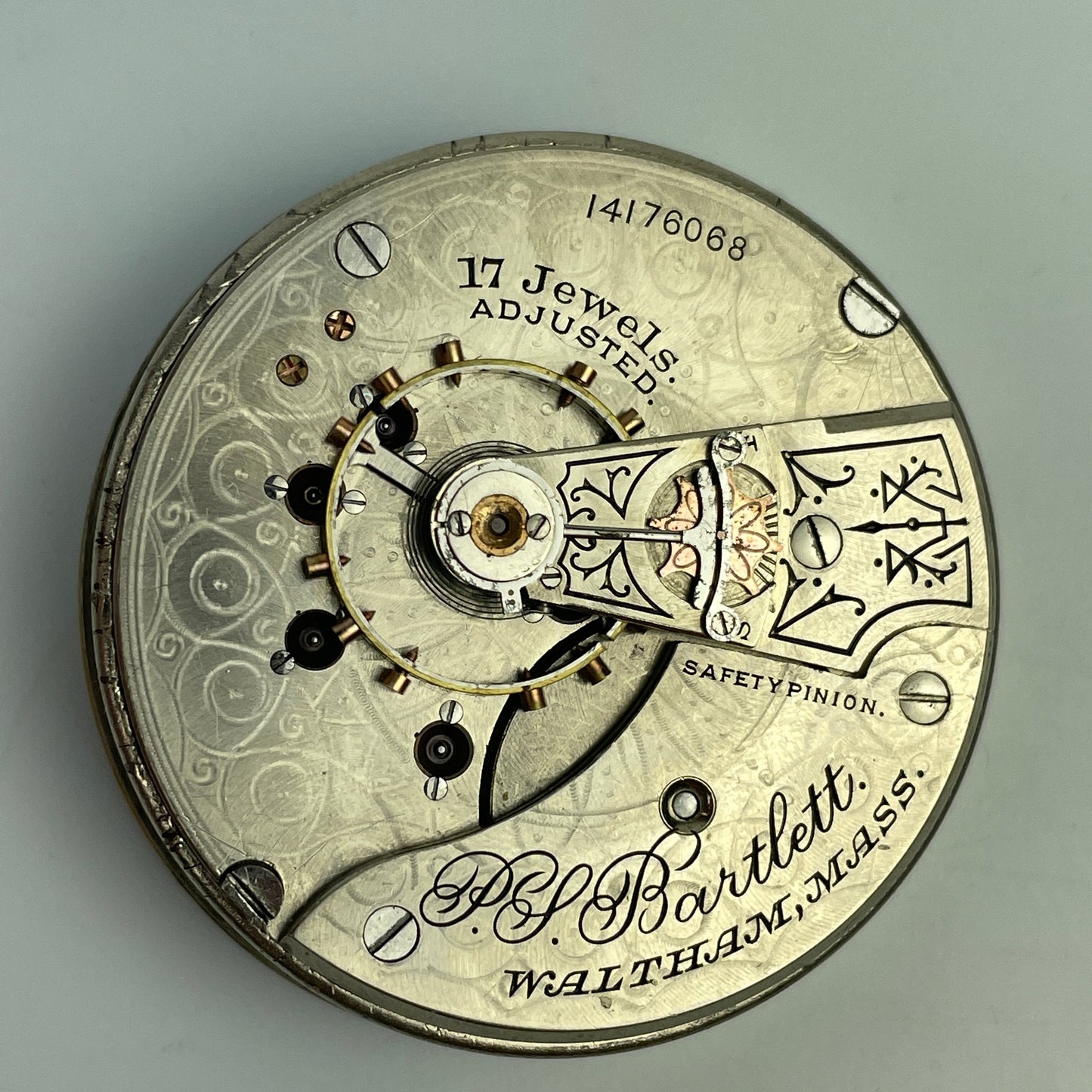 Lot 85- Waltham 18 Size 17 Jewel "P.S. BARTLETT" Pocket Watch Movement