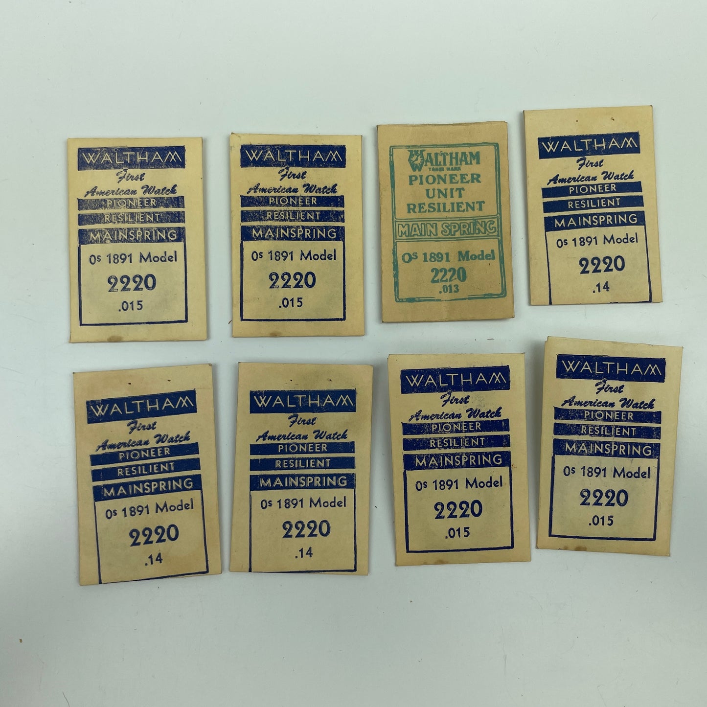 Lot 91- Waltham 8-Day, 18, 14, 6 & O Size Blued Mainsprings