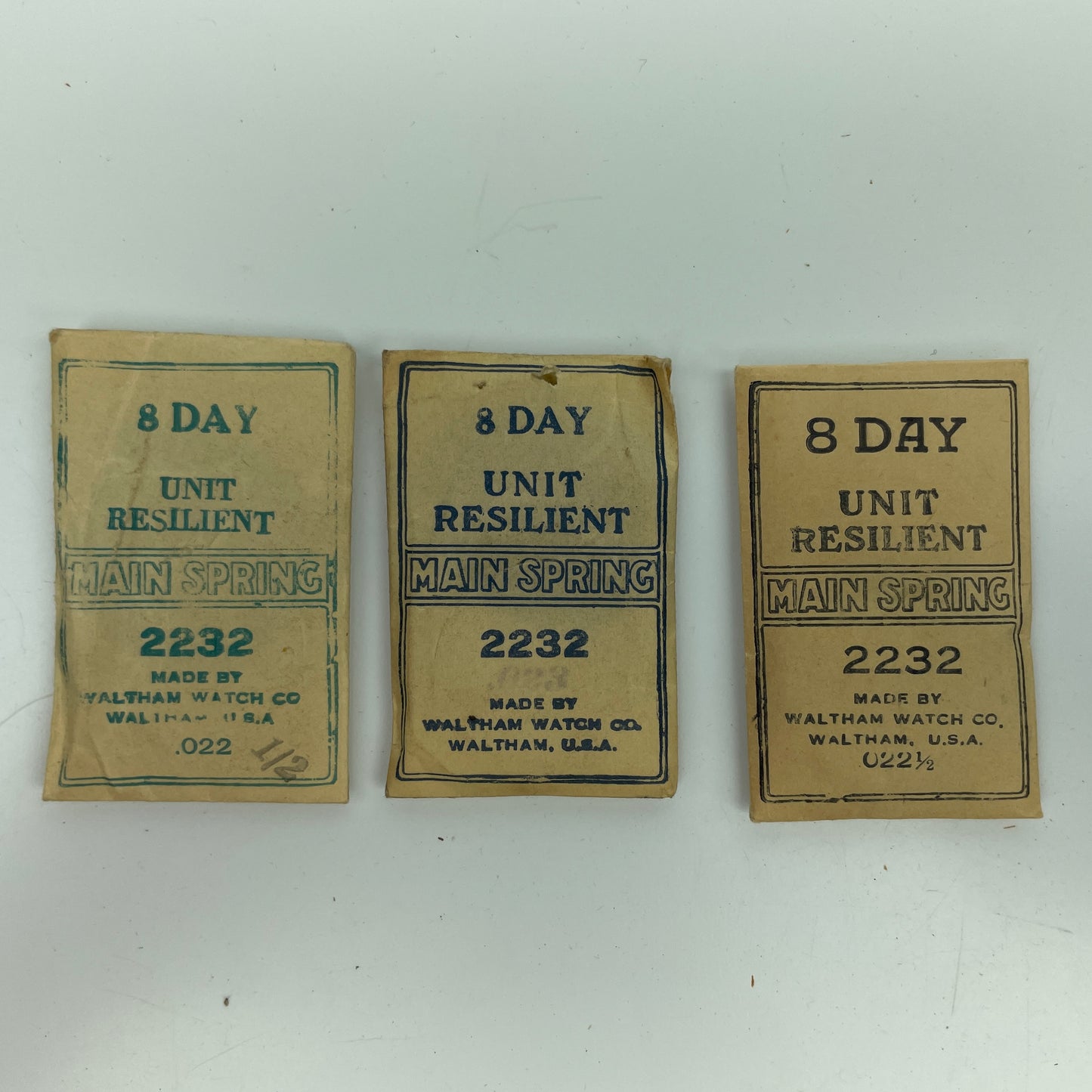 Lot 91- Waltham 8-Day, 18, 14, 6 & O Size Blued Mainsprings