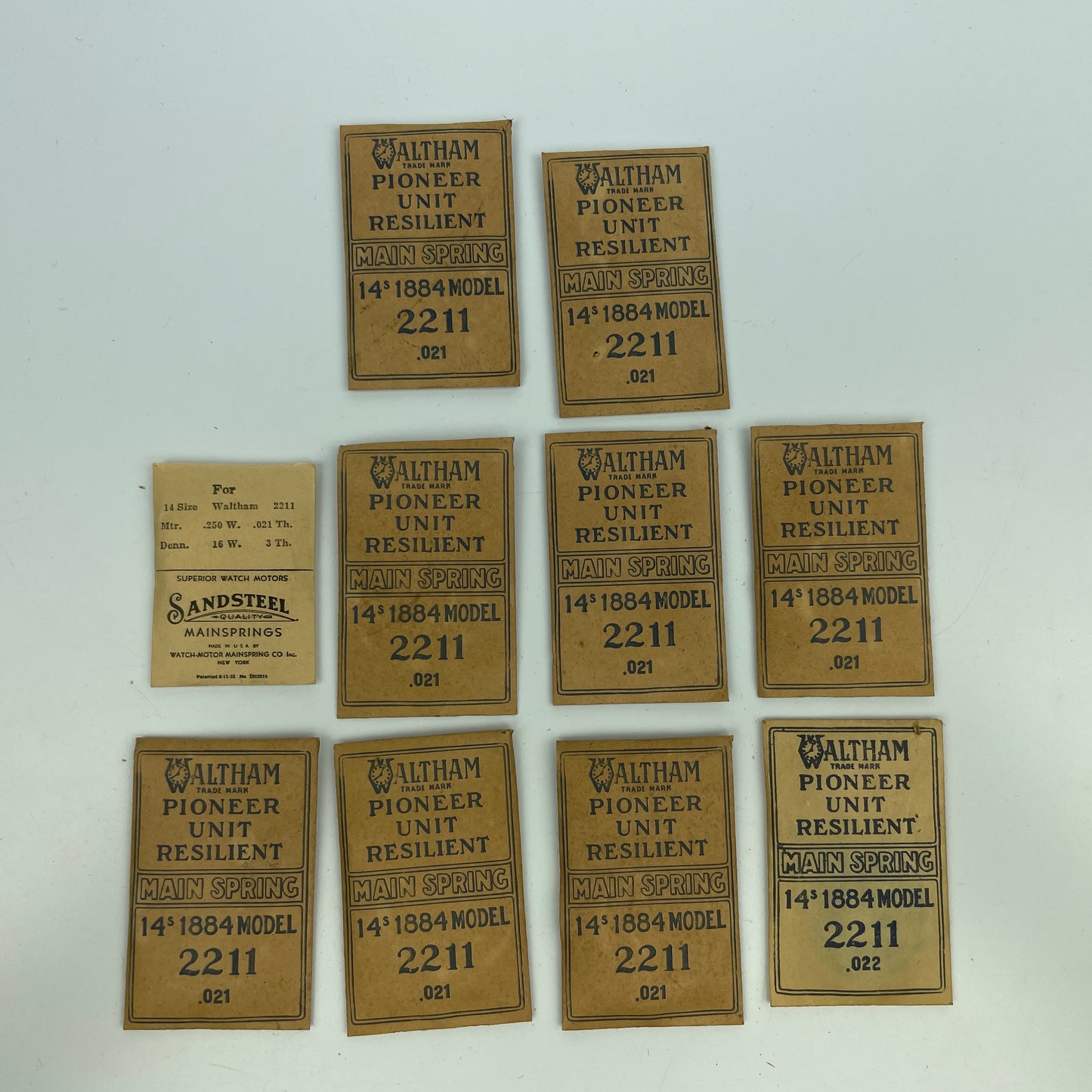 Lot 91- Waltham 8-Day, 18, 14, 6 & O Size Blued Mainsprings